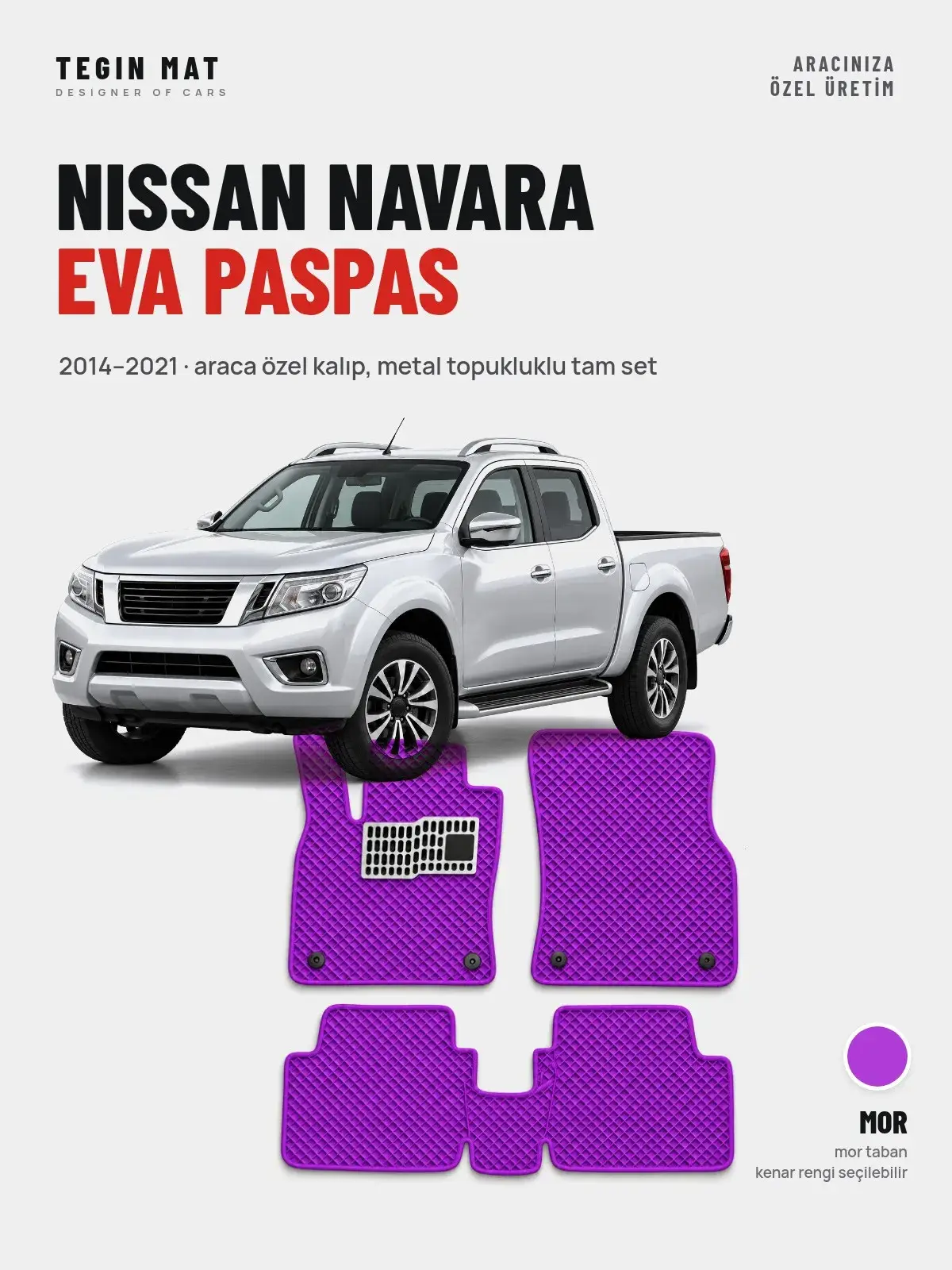 Nissan Navara EVA Oto Paspas Tam Set (2014–2021) Mor – Araca Özel Kalıp (1)