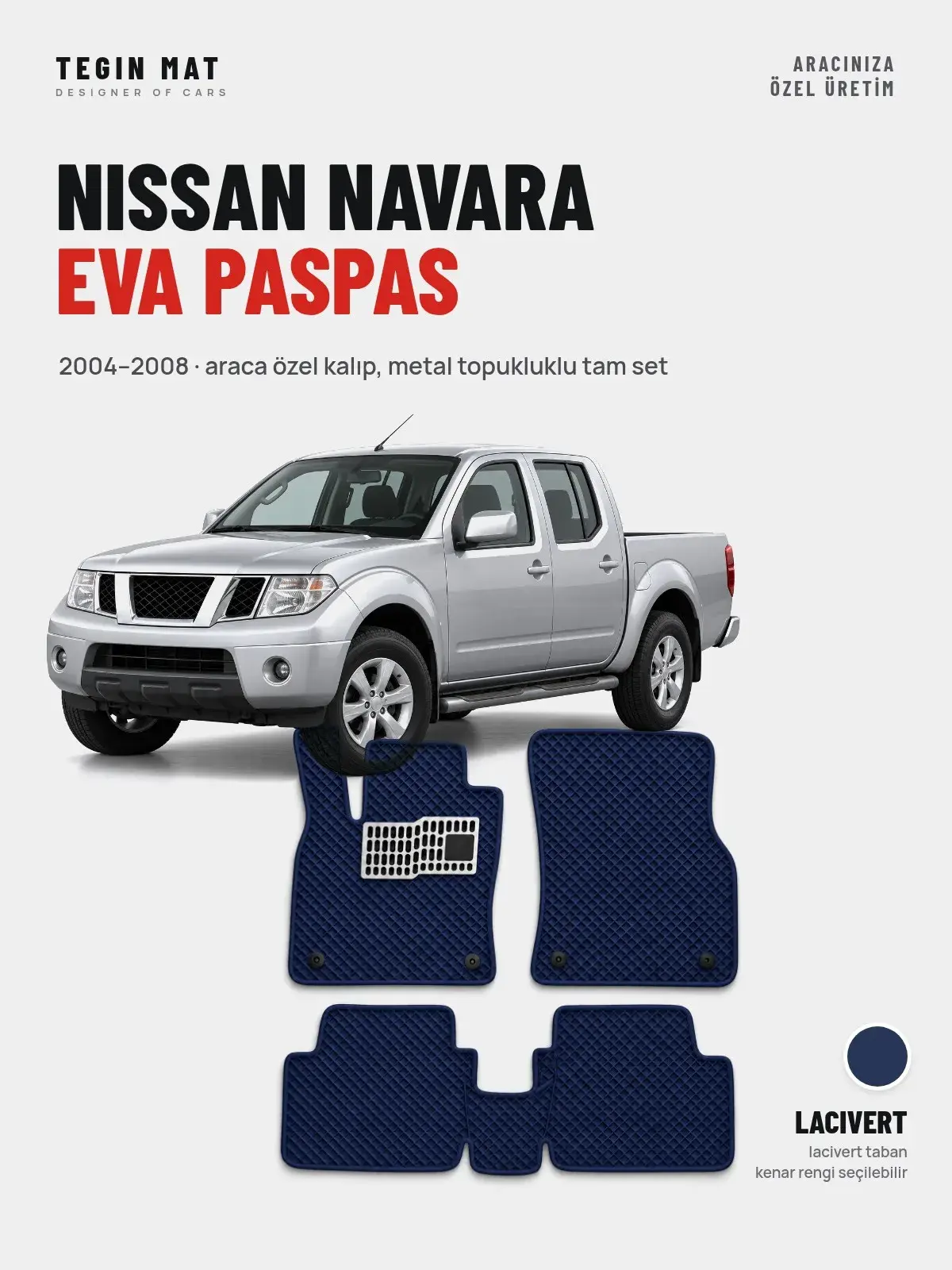 Nissan Navara EVA Oto Paspas Tam Set (2004–2008) Lacivert – Araca Özel Kalıp (1)