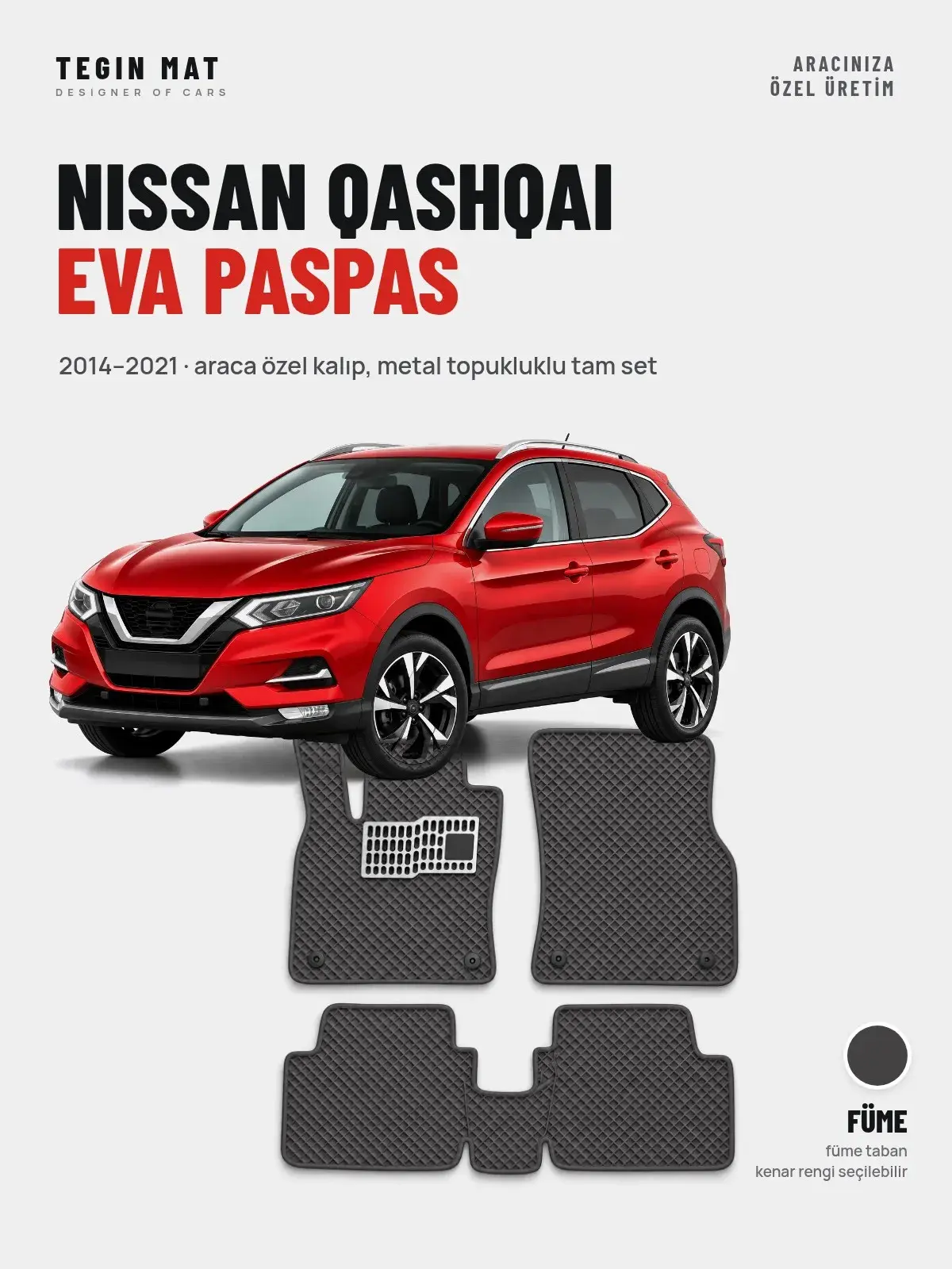 Nissan Qashqai EVA Oto Paspas Tam Set (2014–2021) Füme – Araca Özel Kalıp (1)