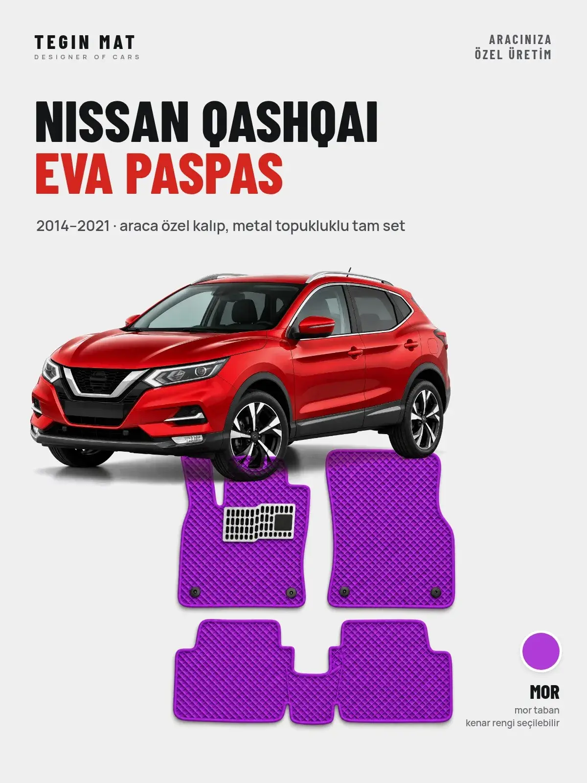 Nissan Qashqai EVA Oto Paspas Tam Set (2014–2021) Mor – Araca Özel Kalıp (1)