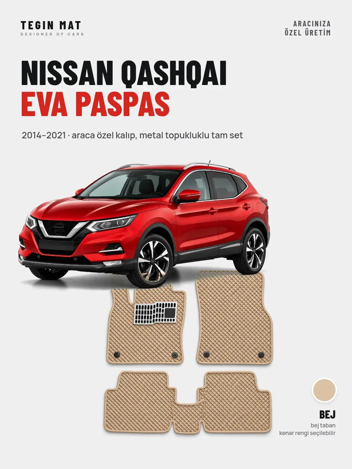 Nissan Qashqai EVA Oto Paspas Tam Set (2014–2021) Bej – Araca Özel Kalıp (1)