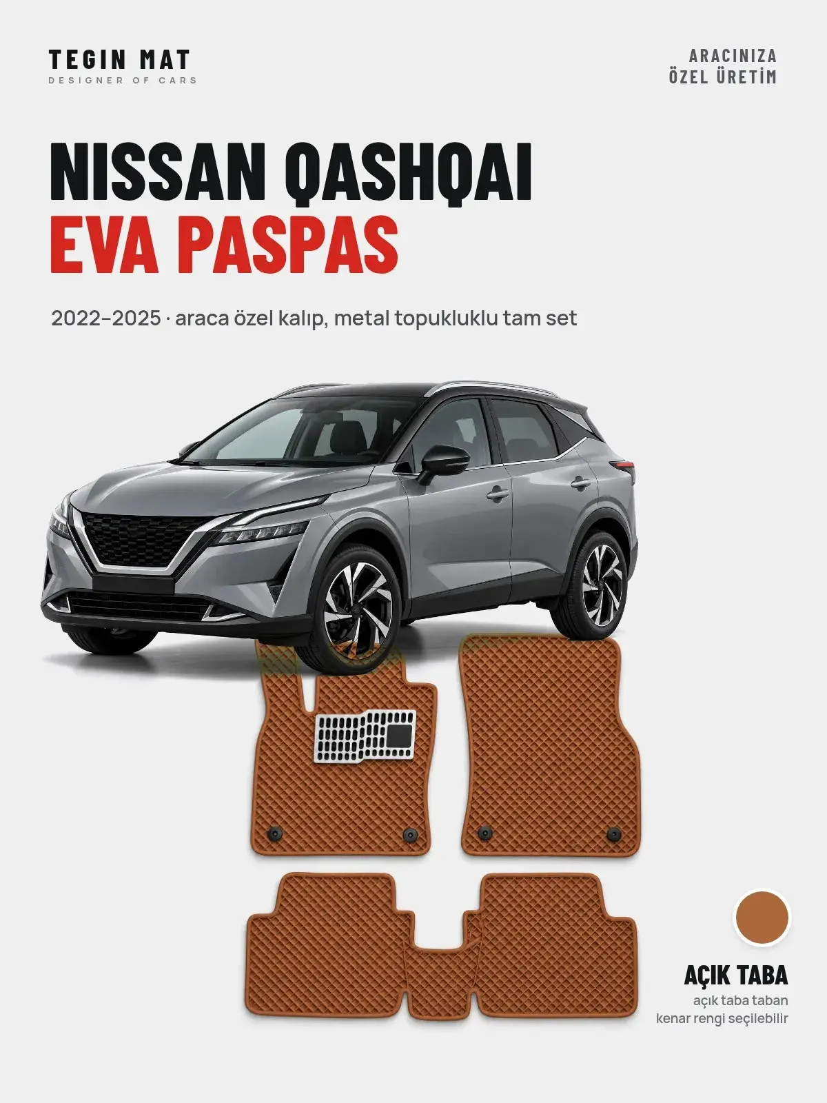 Nissan Qashqai EVA Oto Paspas Tam Set (2022–2025) Açık Taba – Araca Özel Kalıp (1)