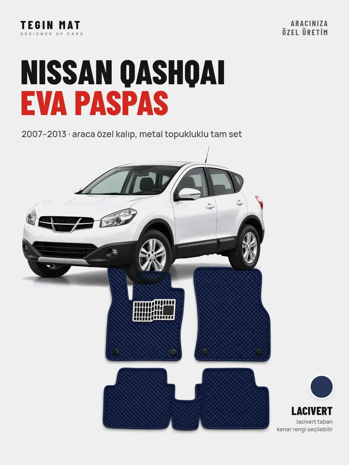 Nissan Qashqai EVA Oto Paspas Tam Set (2007–2013) Lacivert – Araca Özel Kalıp (1)
