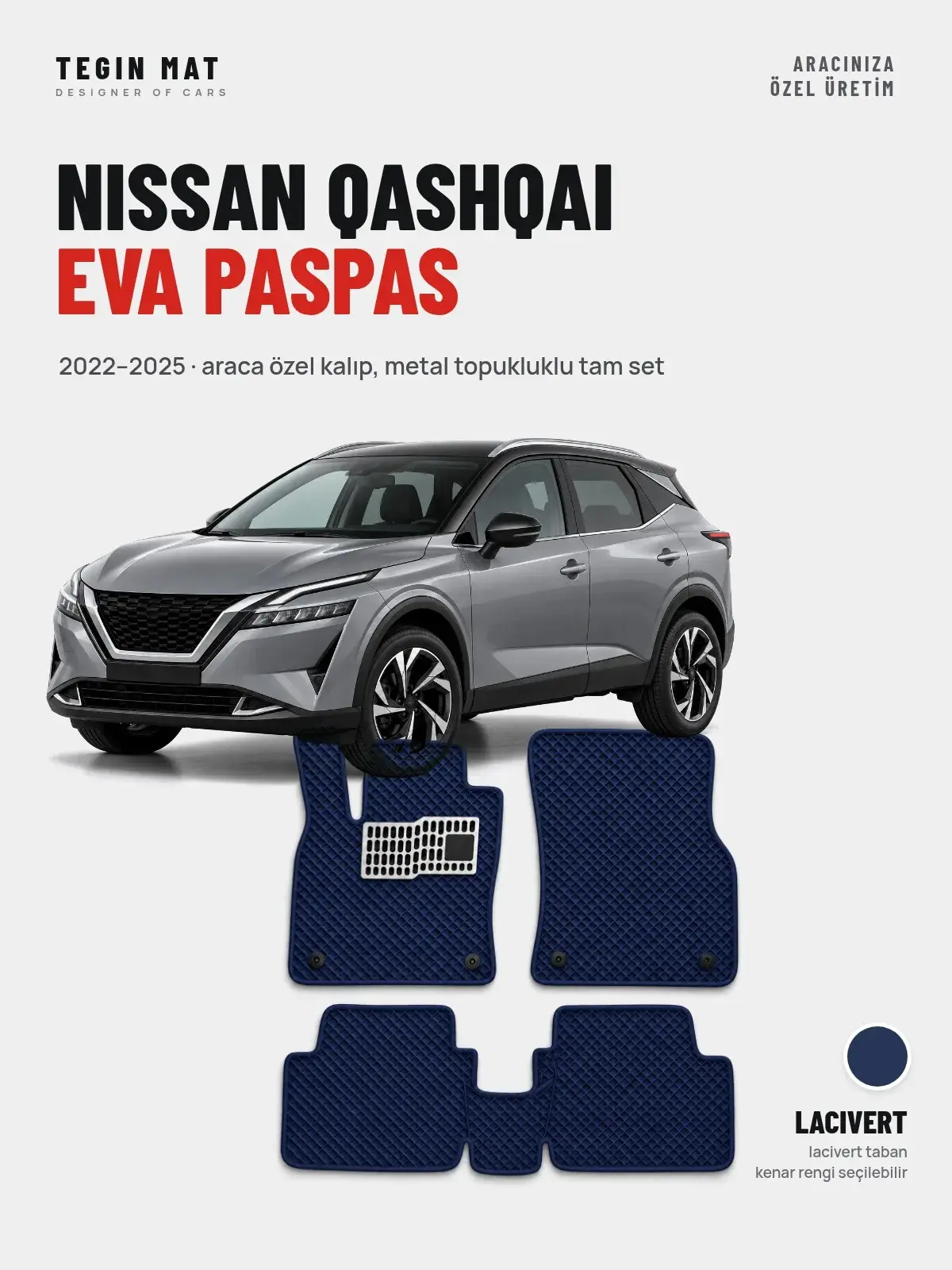 Nissan Qashqai EVA Oto Paspas Tam Set (2022–2025) Lacivert – Araca Özel Kalıp (1)