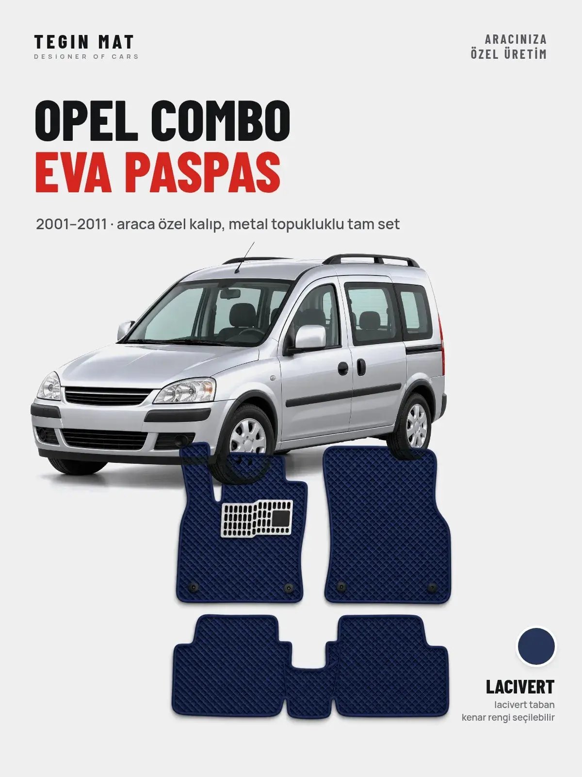 Opel Combo EVA Oto Paspas Tam Set (2001–2011) Lacivert – Araca Özel Kalıp (1)