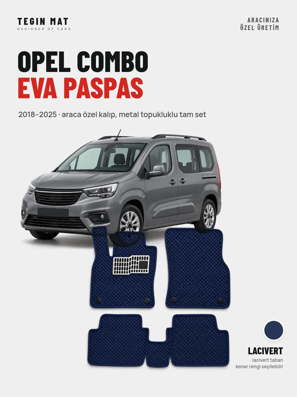 Opel Combo EVA Oto Paspas Tam Set (2018–2025) Lacivert – Araca Özel Kalıp (1)