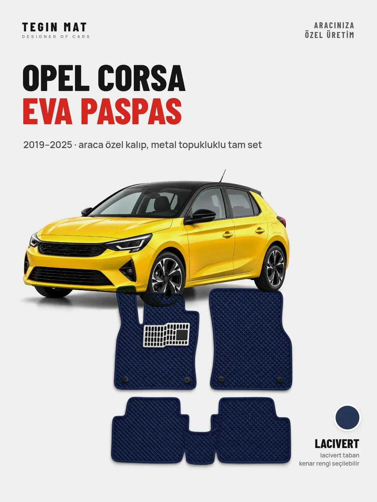 Opel Corsa EVA Oto Paspas Tam Set (2019–2025) Lacivert – Araca Özel Kalıp (1)