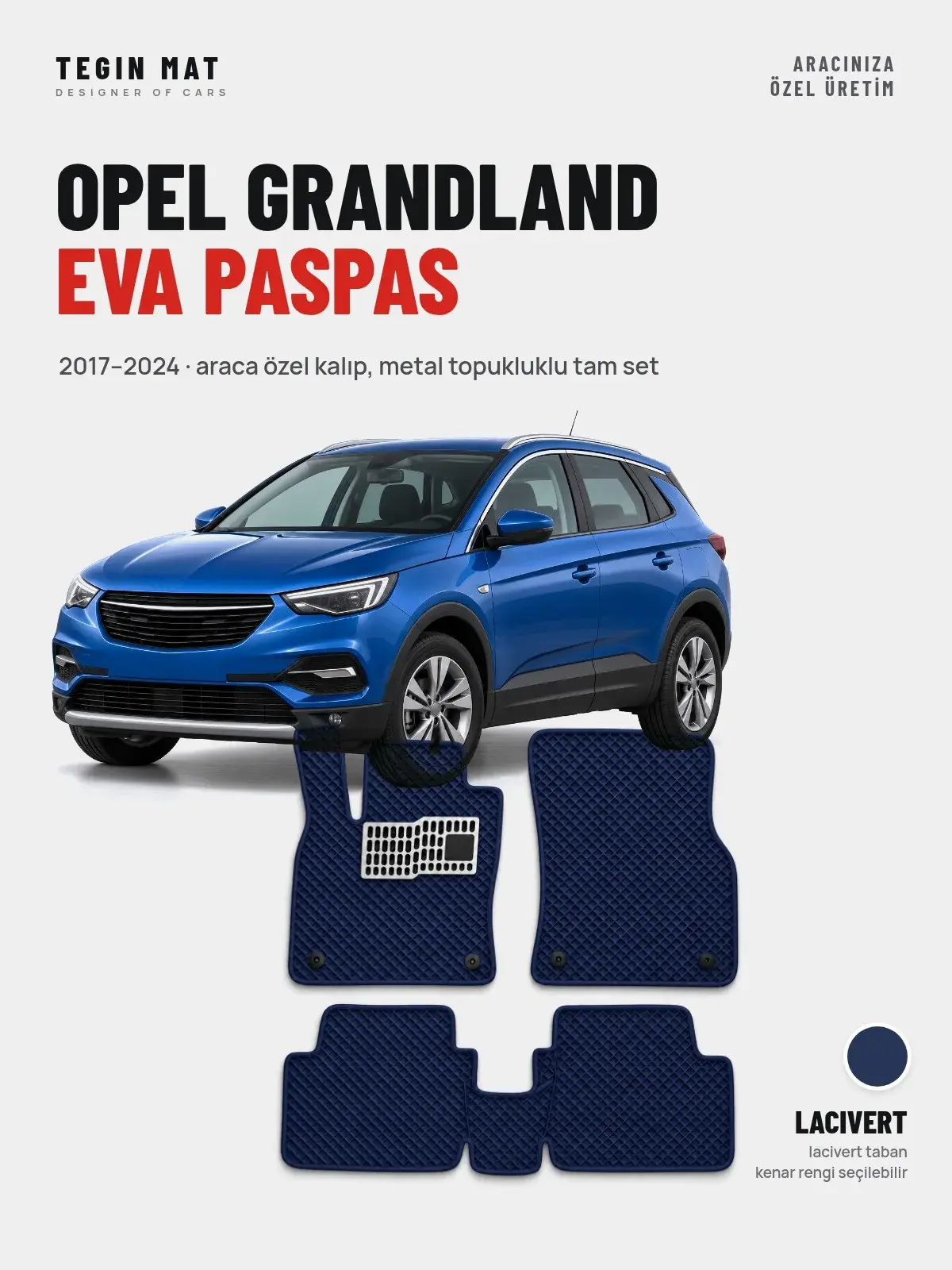 Opel Grandland EVA Oto Paspas Tam Set (2017–2024) Lacivert – Araca Özel Kalıp (1)