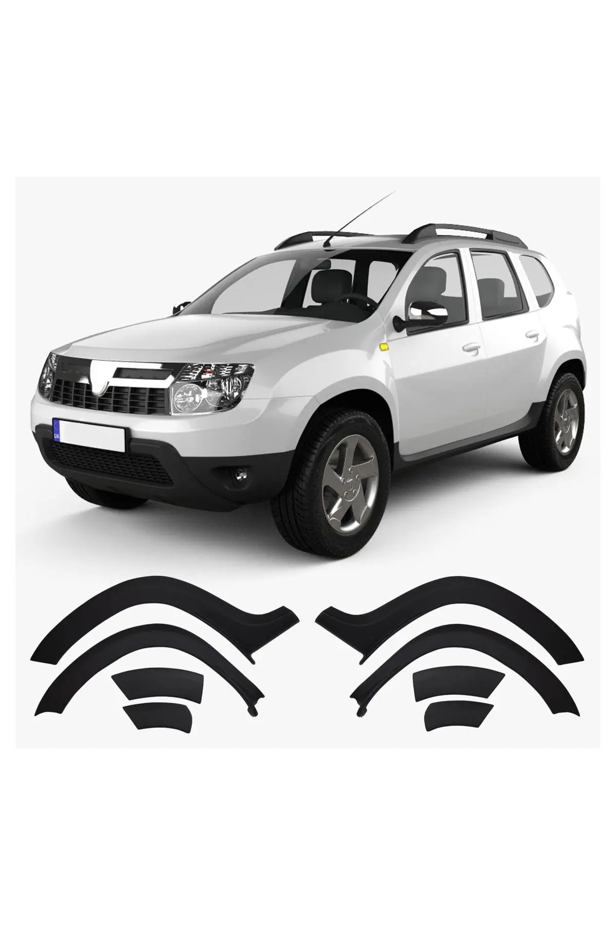 Dacia Duster 2010-2017 Uyumlu Çamurluk Dodik Seti 4+4 Parça ABS Düz Mat Siyah (1)