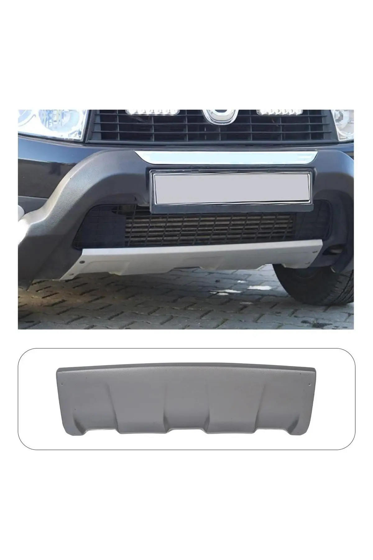 Dacia Duster 2010-2017 Uyumlu Ön Tampon Difüzörü 1 Parça ABS Gri (1)