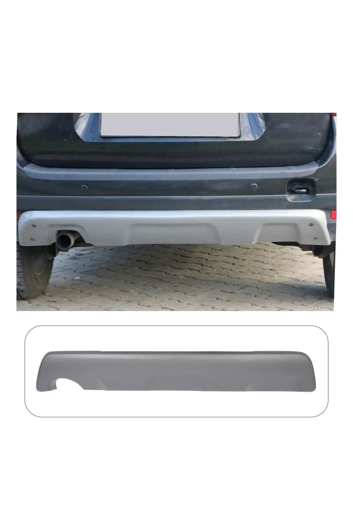 Dacia Duster 2010-2017 Park Sensörlü Uyumlu Arka Tampon Difüzörü 1 Parça ABS Gri (1)