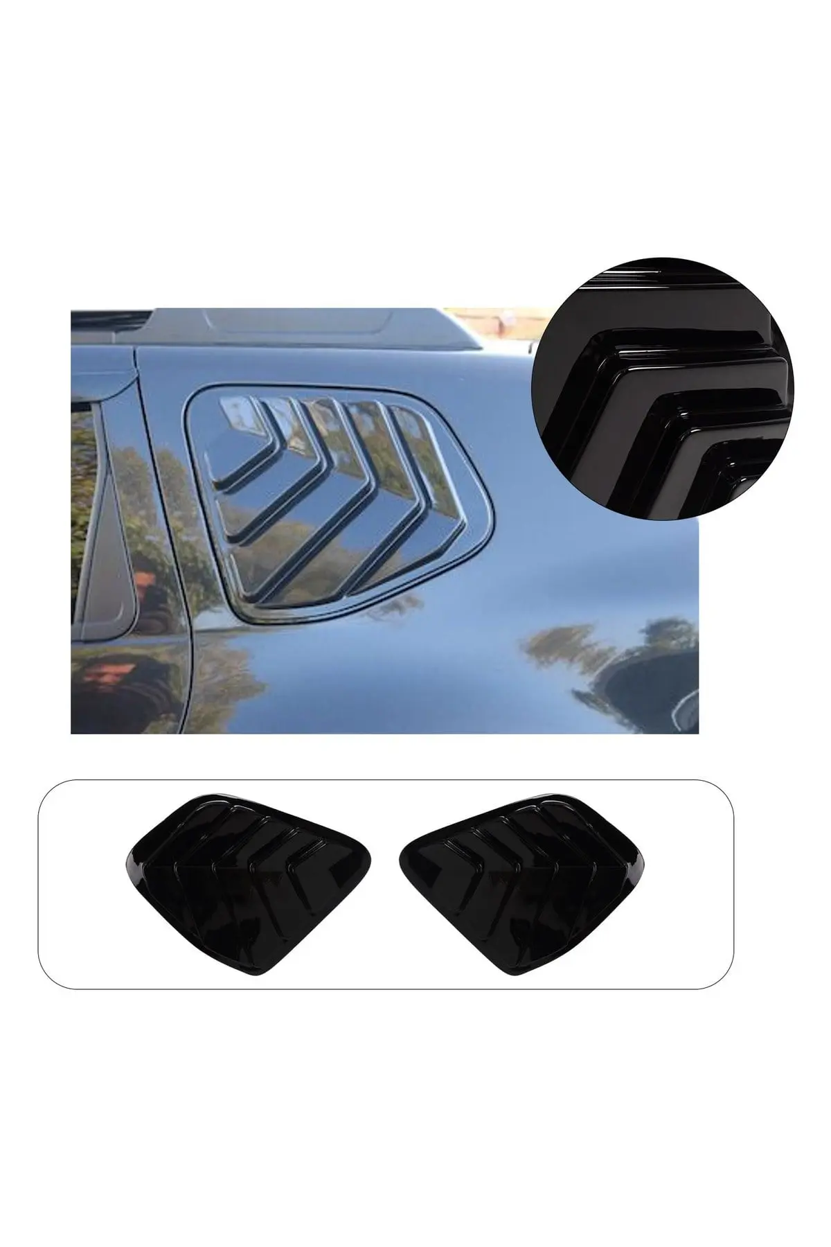 Dacia Duster 2010-2017 Uyumlu Arka Yan Cam Kelebek Kaplaması 2 Parça ABS Siyah (1)
