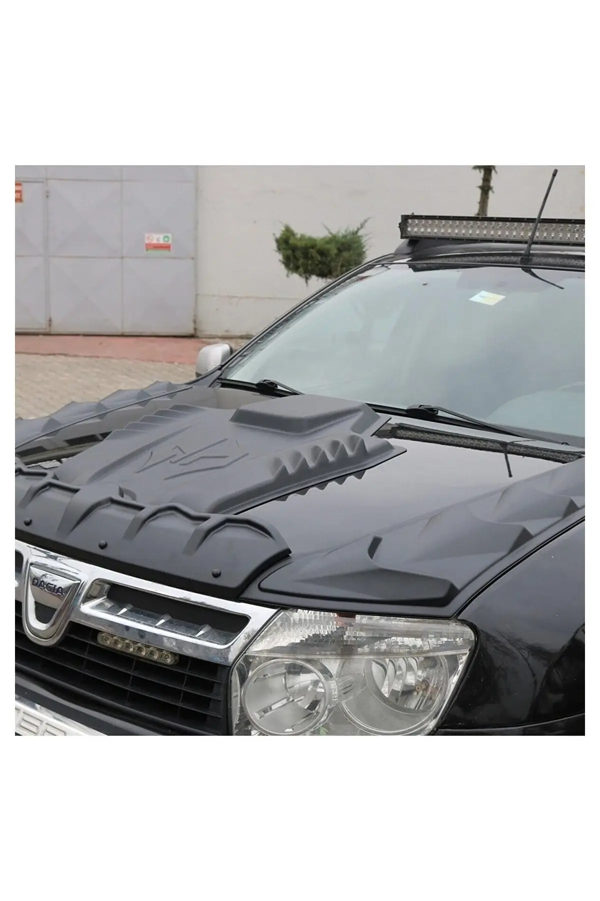 Dacia Duster 2010-2017 Uyumlu Kaput Scoop ve Dragon Kaput Koruma Seti 4 Parça ABS Mat Siyah (1)