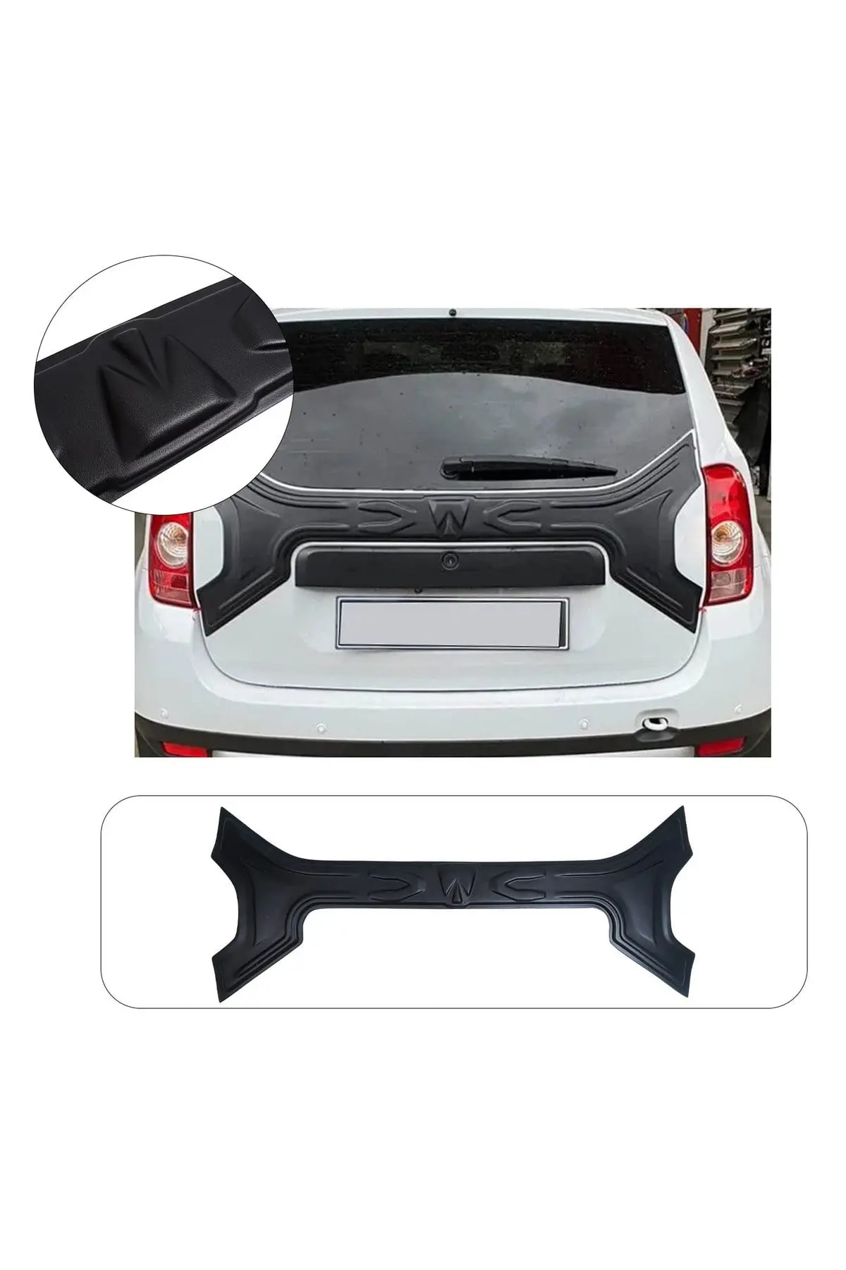 Dacia Duster 2010-2017 Uyumlu Arka Bagaj Kapağı Kaplaması 1 Parça ABS Mat Siyah (1)