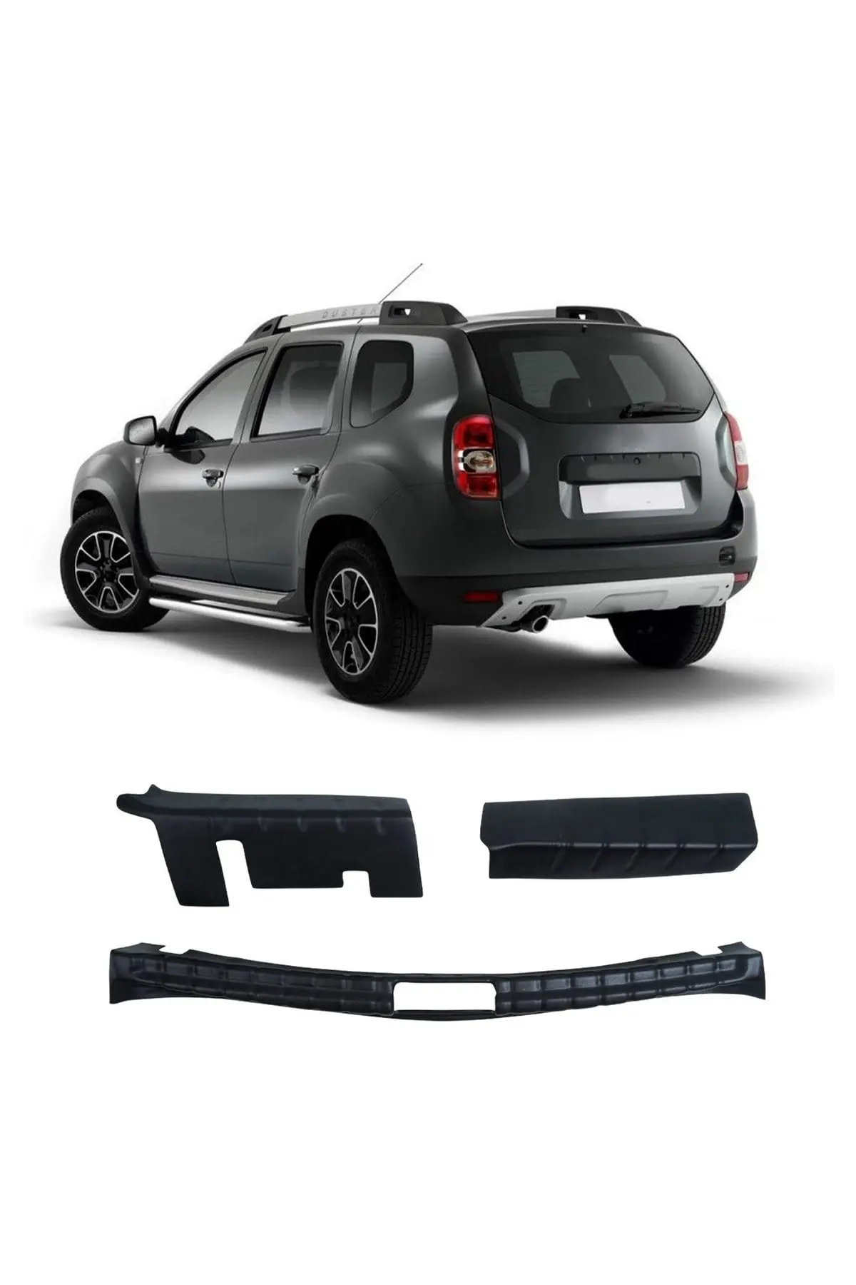 Dacia Duster 2010-2017 Uyumlu Bagaj İç Eşik Koruma 3 Parça ABS Mat Siyah (1)