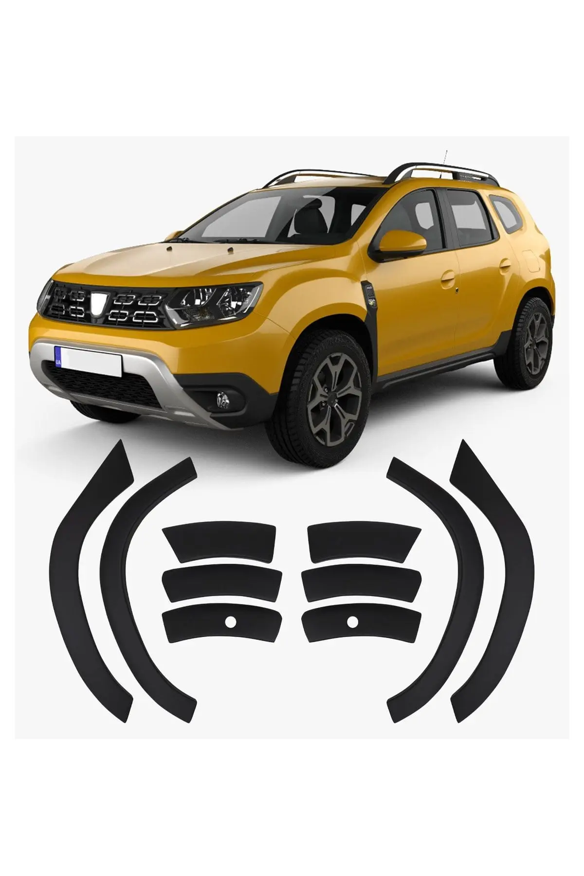 Dacia Duster 2018-2024 Uyumlu Çamurluk Dodik Seti 8 Parça ABS Düz Mat Siyah (1)