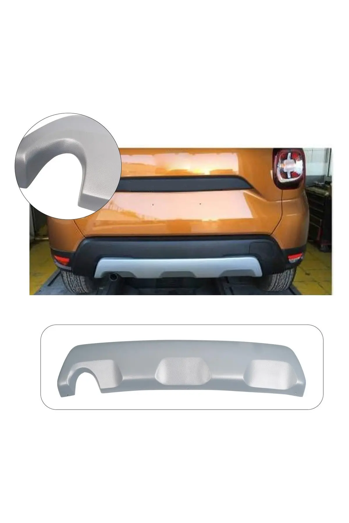 Dacia Duster 2018-2024 Park Sensörlü Uyumlu Arka Tampon Difüzörü 1 Parça ABS Gri (1)