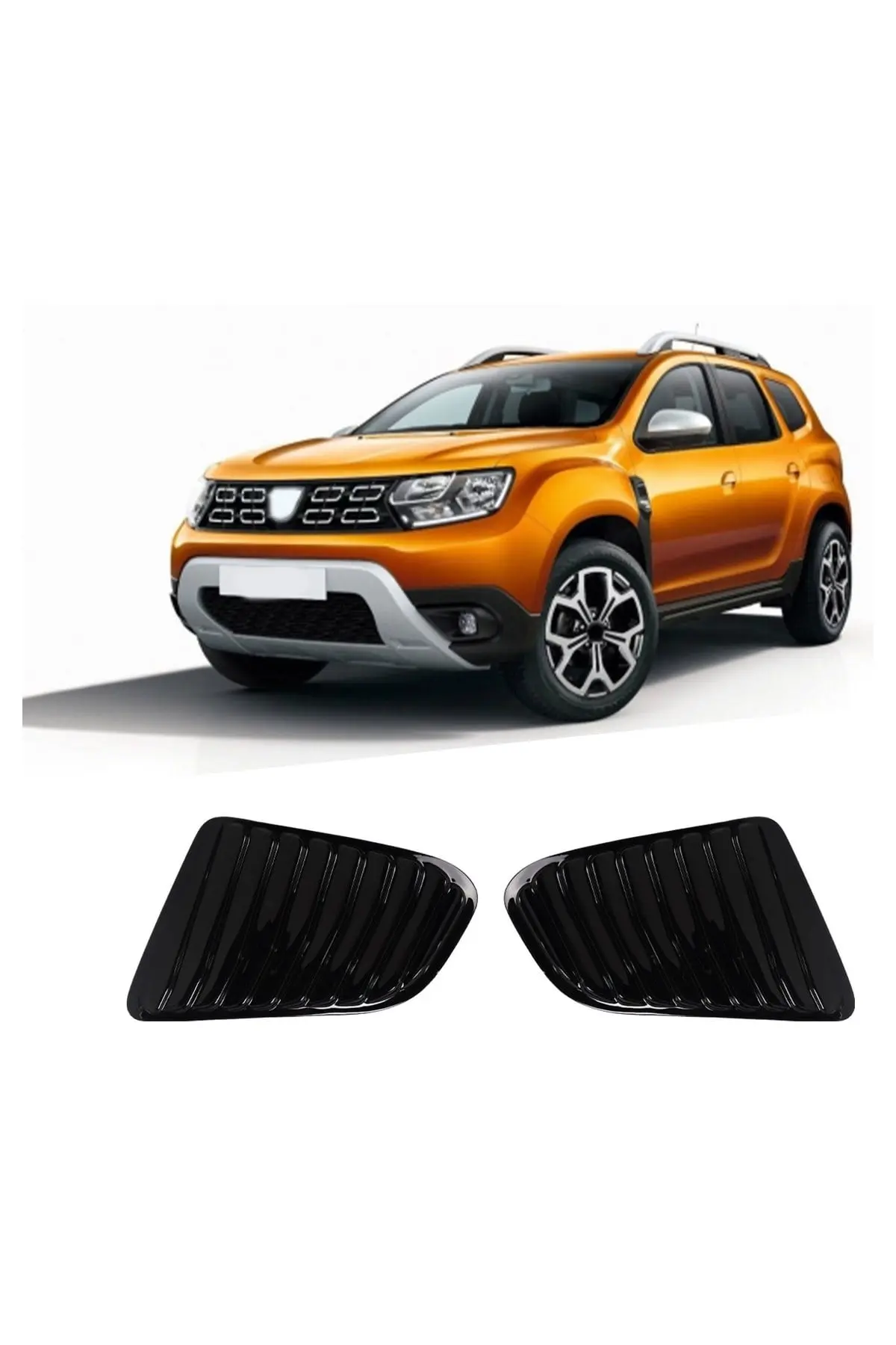 Dacia Duster 2018-2024 Uyumlu Arka Yan Cam Kelebek Kaplaması 2 Parça ABS Siyah (1)