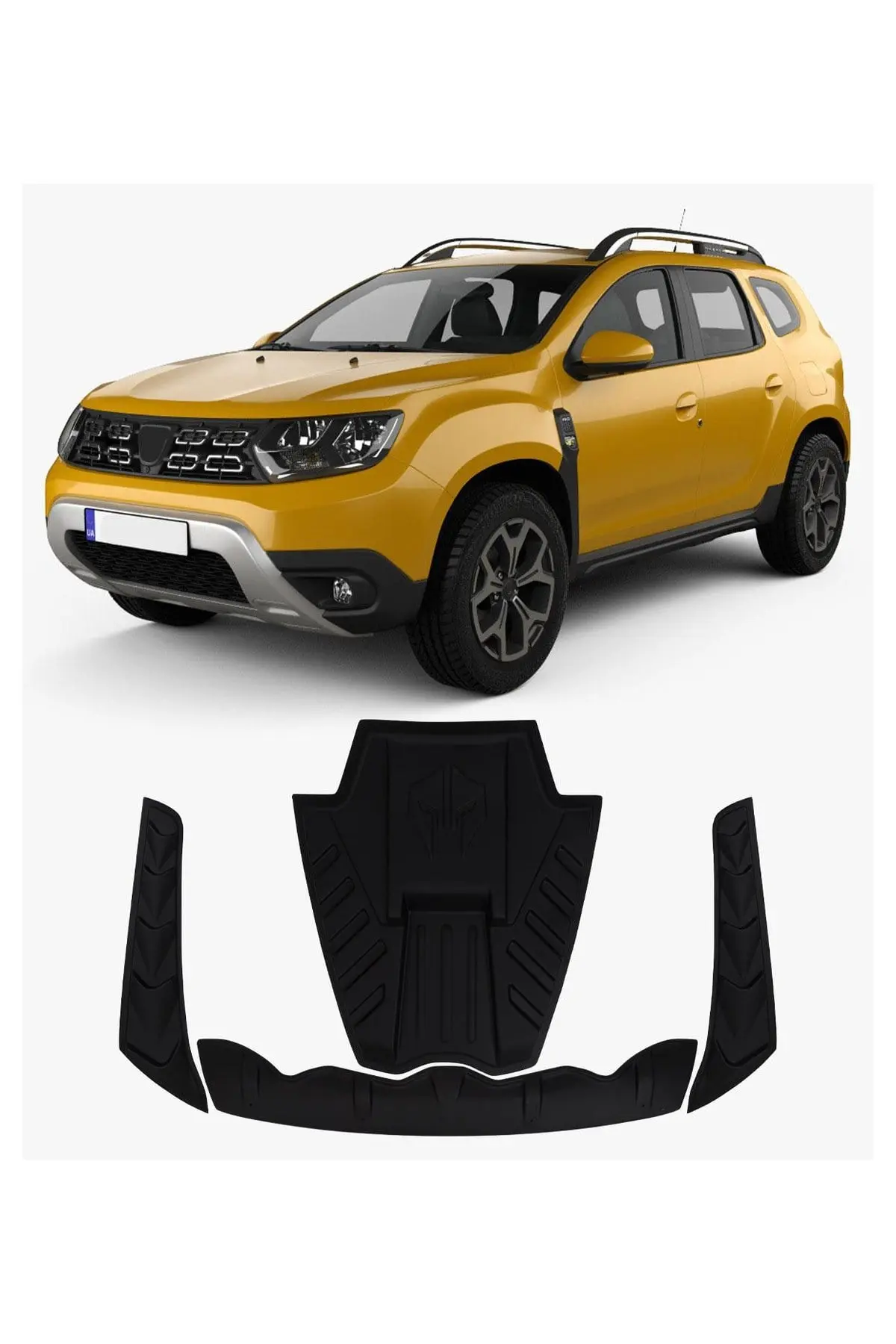 Dacia Duster 2018-2024 Uyumlu Kaput Scoop ve Dragon Kaput Koruma Seti 4 Parça ABS Mat Siyah (1)