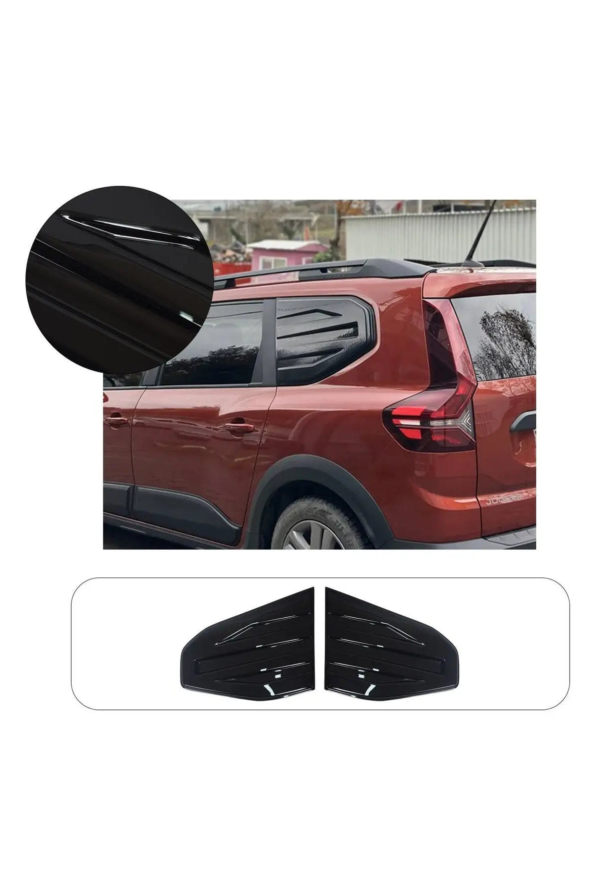 Dacia Jogger 2021 ve Sonrası Uyumlu Arka Yan Cam Kelebek Kaplaması ABS Siyah (1)