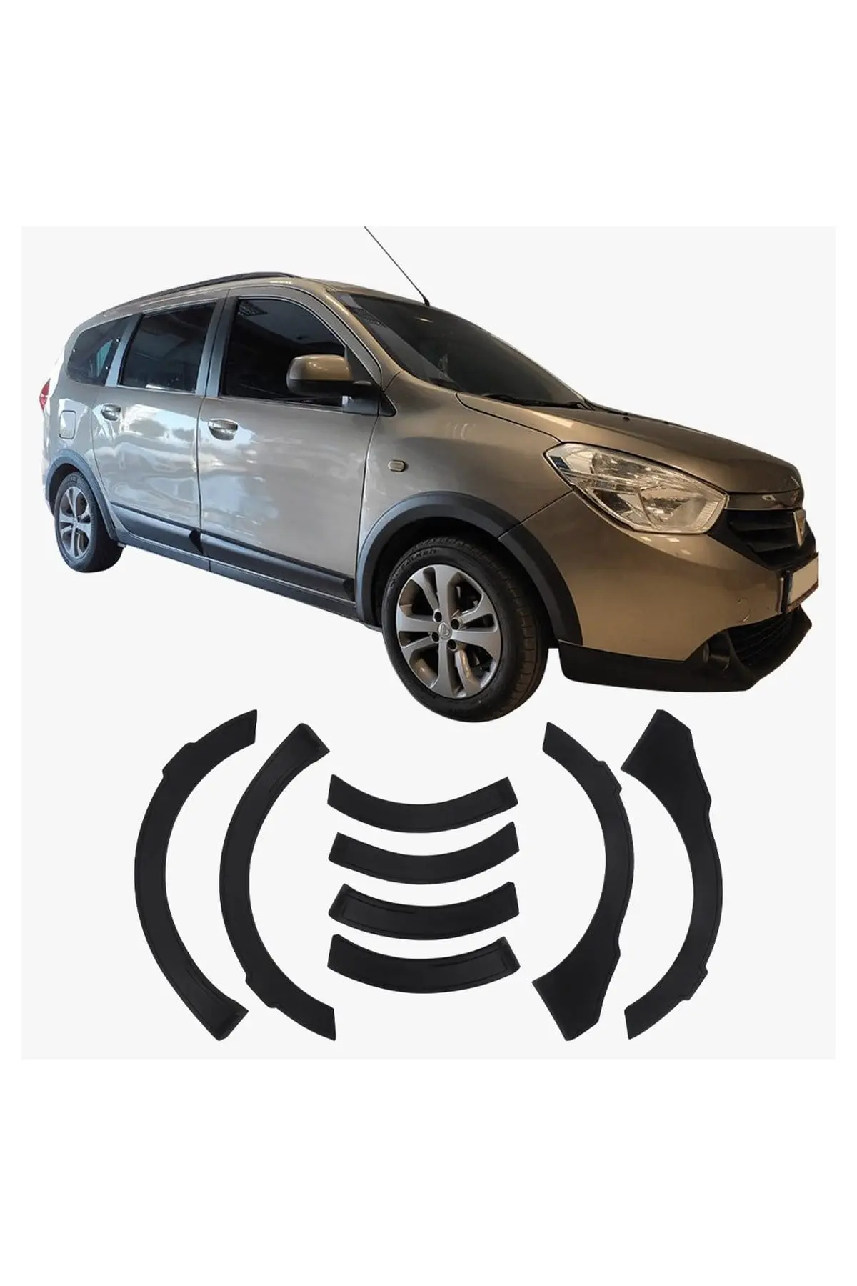 Dacia Lodgy 2013 ve Sonrası Uyumlu Çamurluk Dodik Seti 8 Parça ABS Mat Siyah (1)
