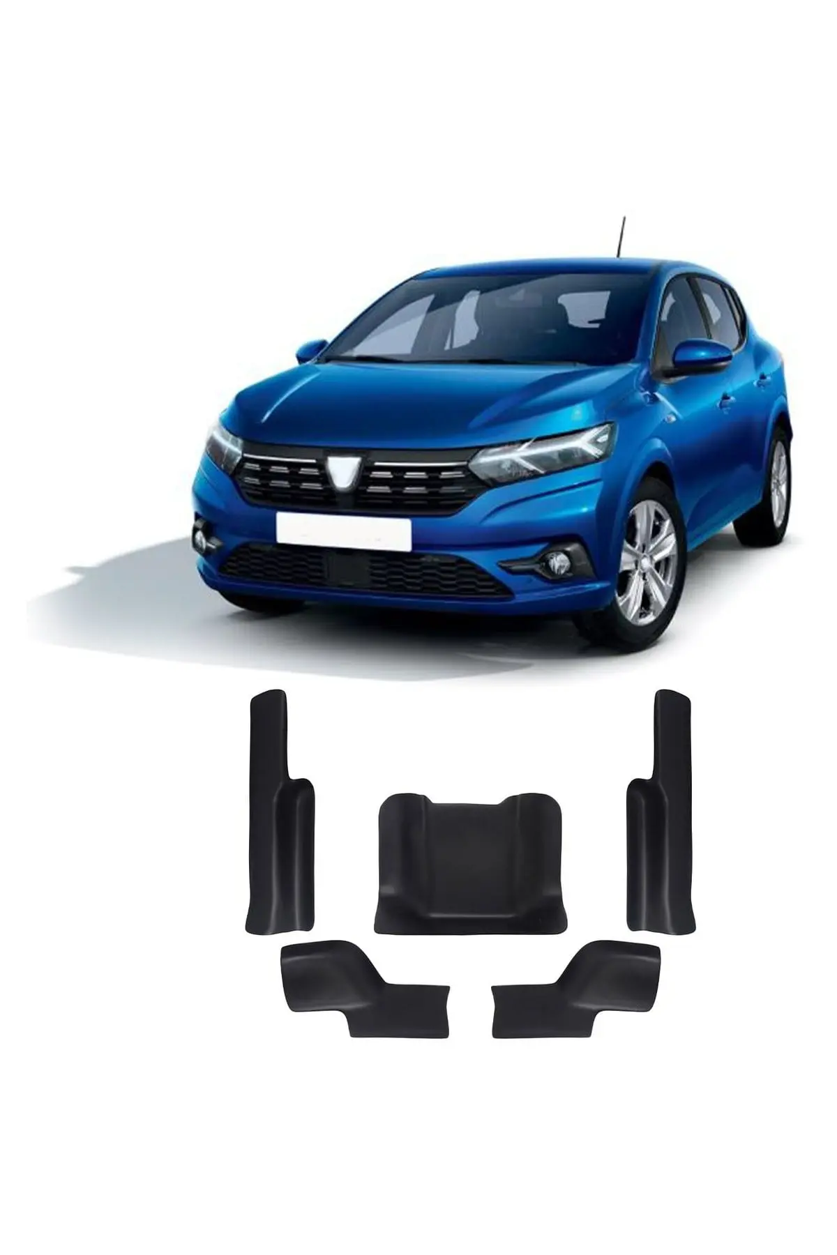 Dacia Sandero Stepway 2021 ve Sonrası Uyumlu Halı Koruma Kenar Plastiği Seti ABS Mat Siyah (1)