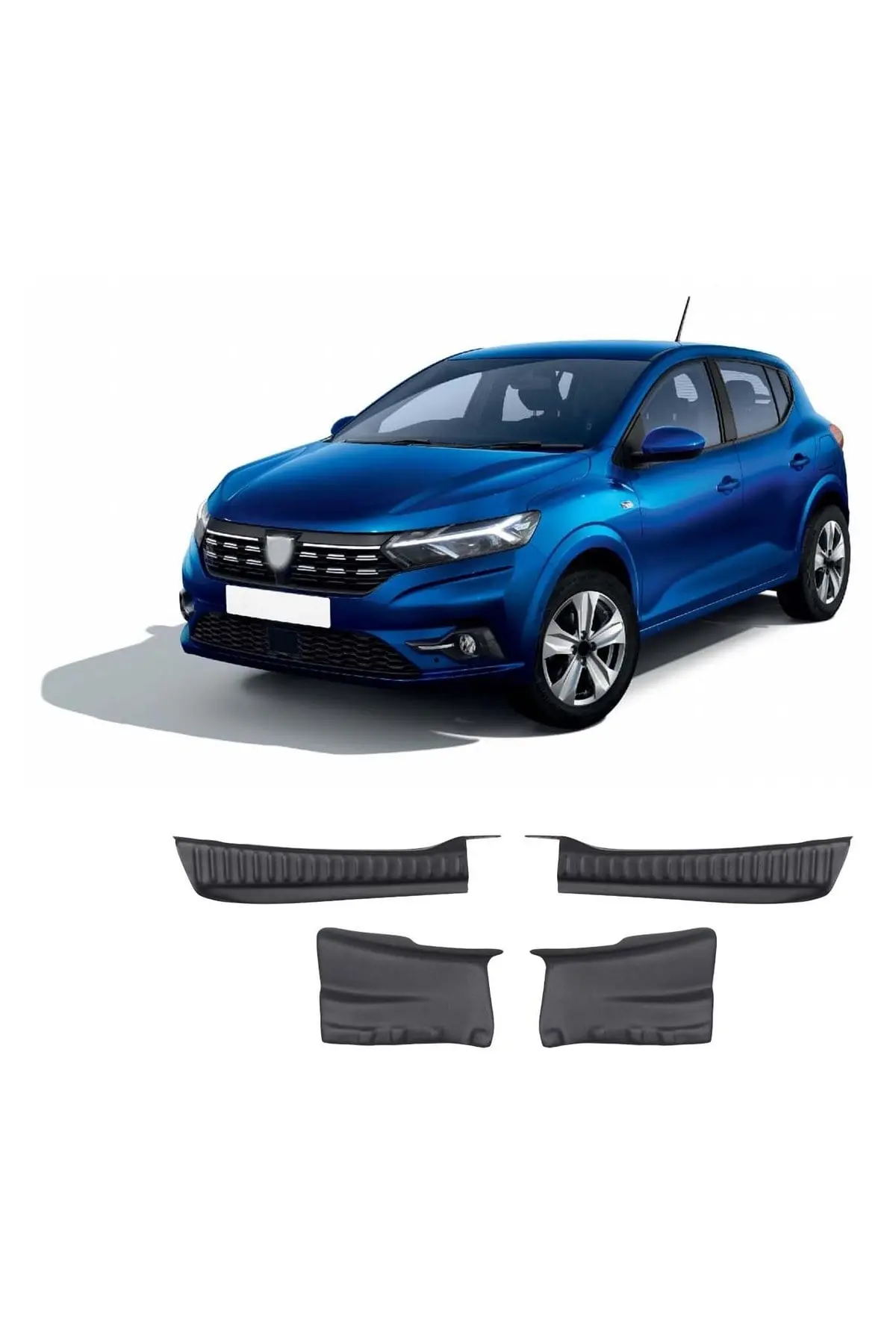 Dacia Sandero Stepway 2021 ve Sonrası Uyumlu Bagaj İç Eşik Koruma 4 Parça ABS Mat Siyah (1)