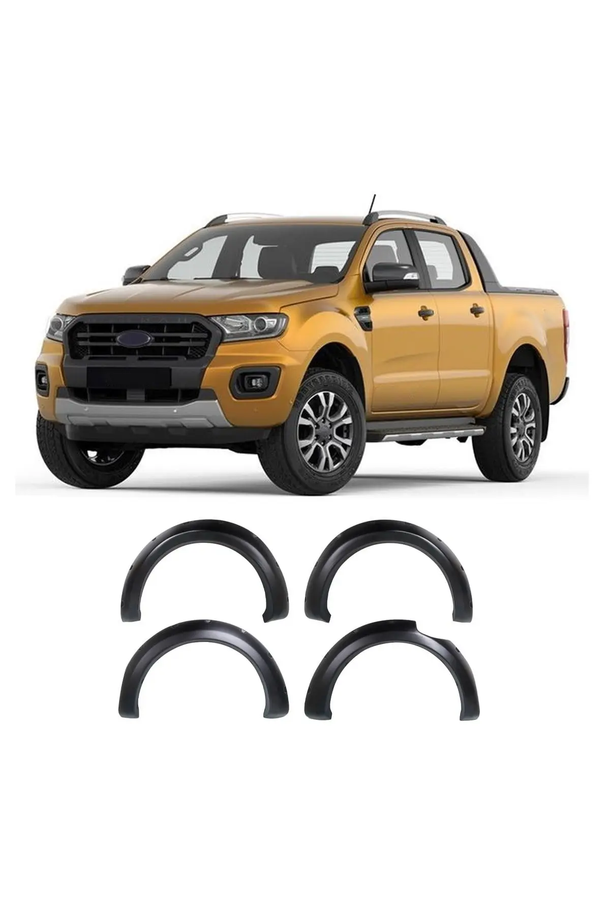 Ford Ranger 2015-2019 Vidalı Model Uyumlu Çamurluk Dodik Seti 4 Parça ABS Mat Siyah (1)