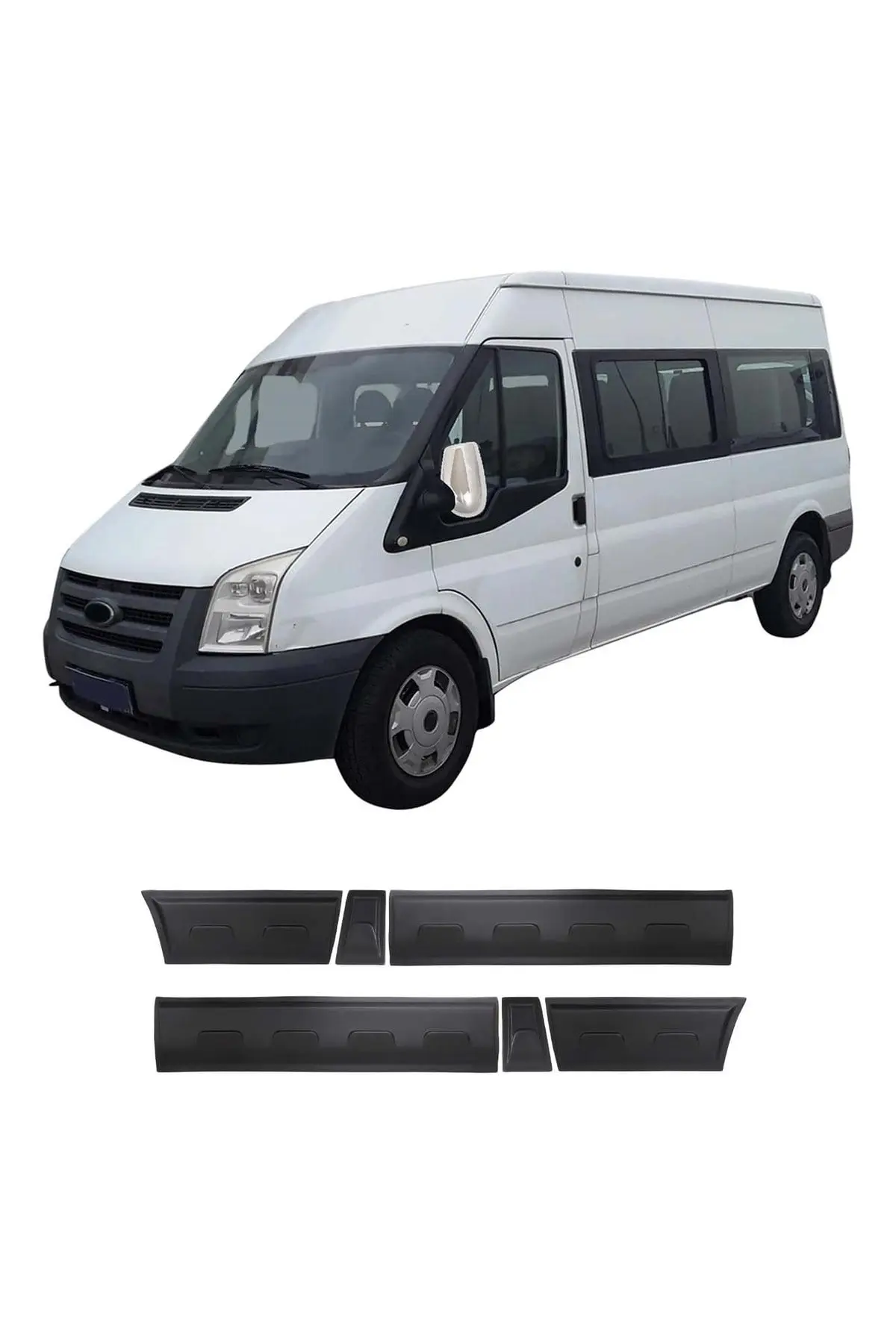 Ford Transit 2003-2013 Kısa Şase Uyumlu Kapı Dodik Seti 6 Parça ABS Mat Siyah (1)