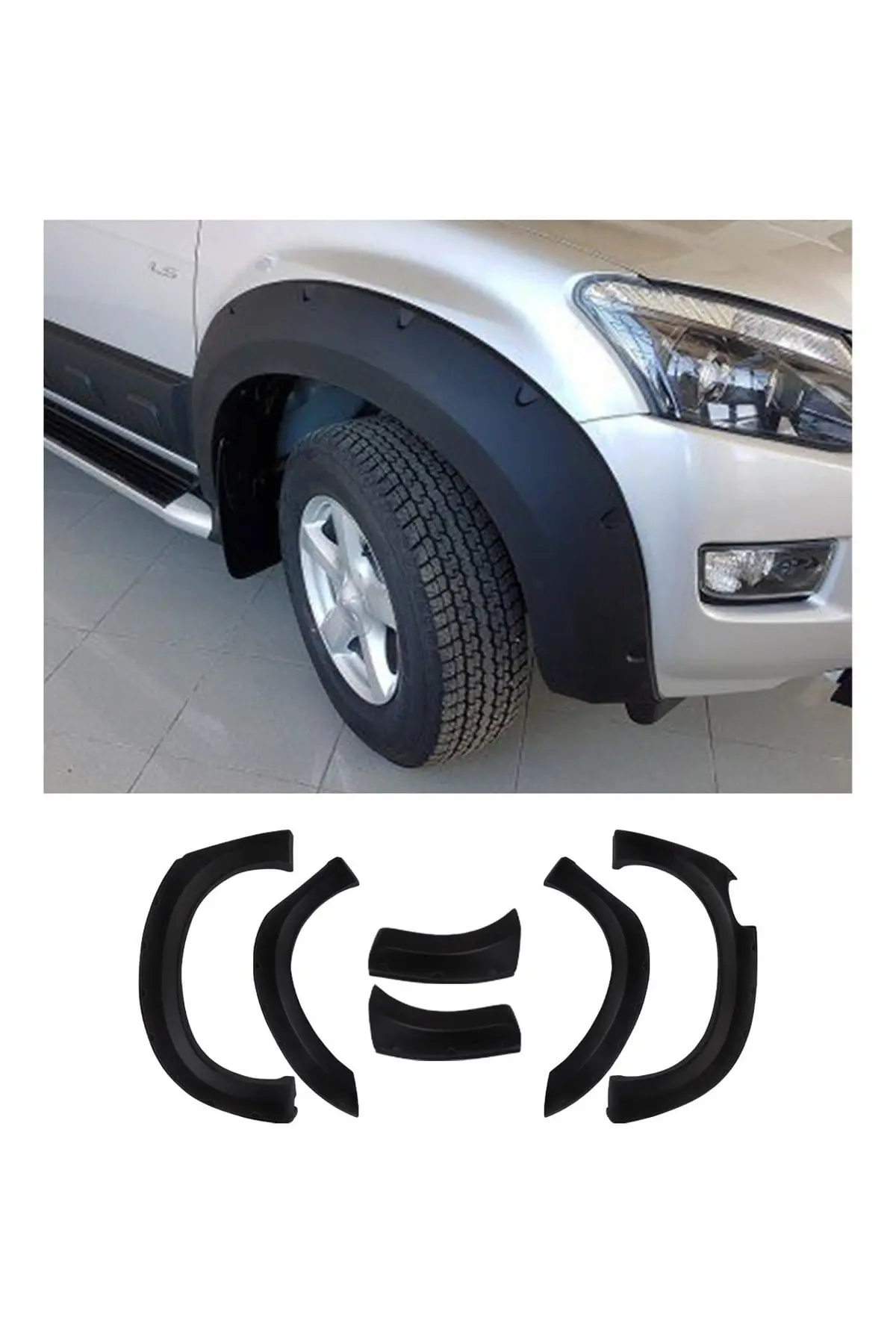 Isuzu D-Max 2012-2019 4x4 Uyumlu Çamurluk Dodik Seti 6 Parça ABS Mat Siyah (1)