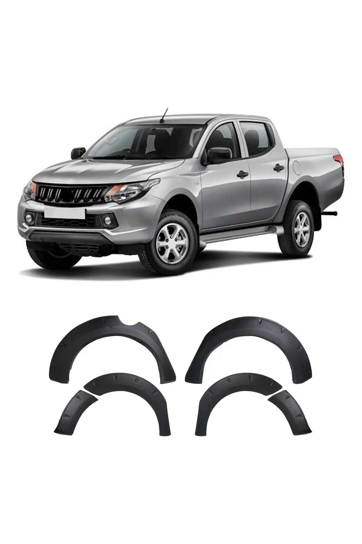 Mitsubishi L200 2015-2019 Uyumlu Çamurluk Dodik Seti 6 Parça ABS Mat Siyah (1)