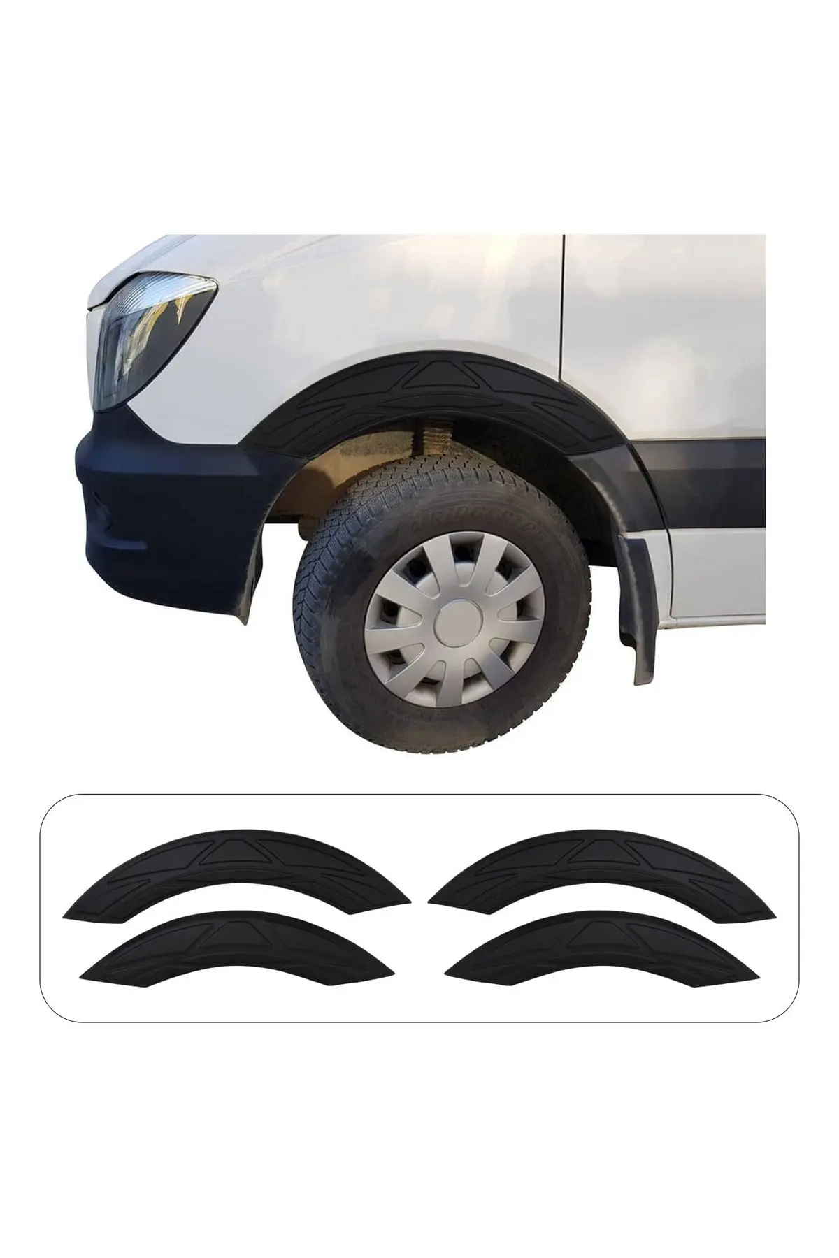 Mercedes-Benz Sprinter W906 2006-2017 Uyumlu Çamurluk Dodik Seti 4 Parça ABS Damalı Mat Siyah (1)