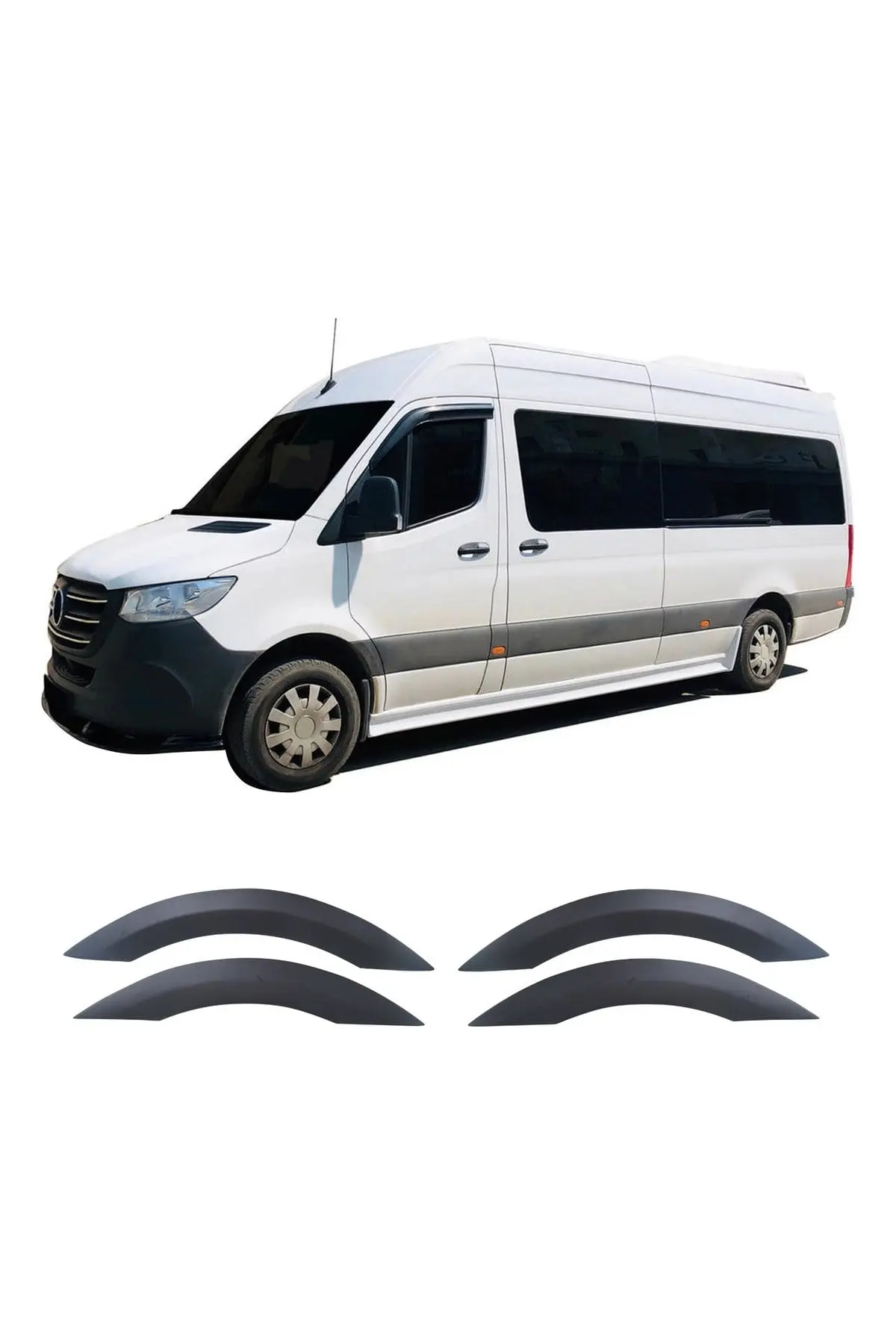 Mercedes-Benz Sprinter W907 2018 ve Sonrası Uyumlu Çamurluk Dodik Seti 4 Parça ABS Mat Siyah (1)