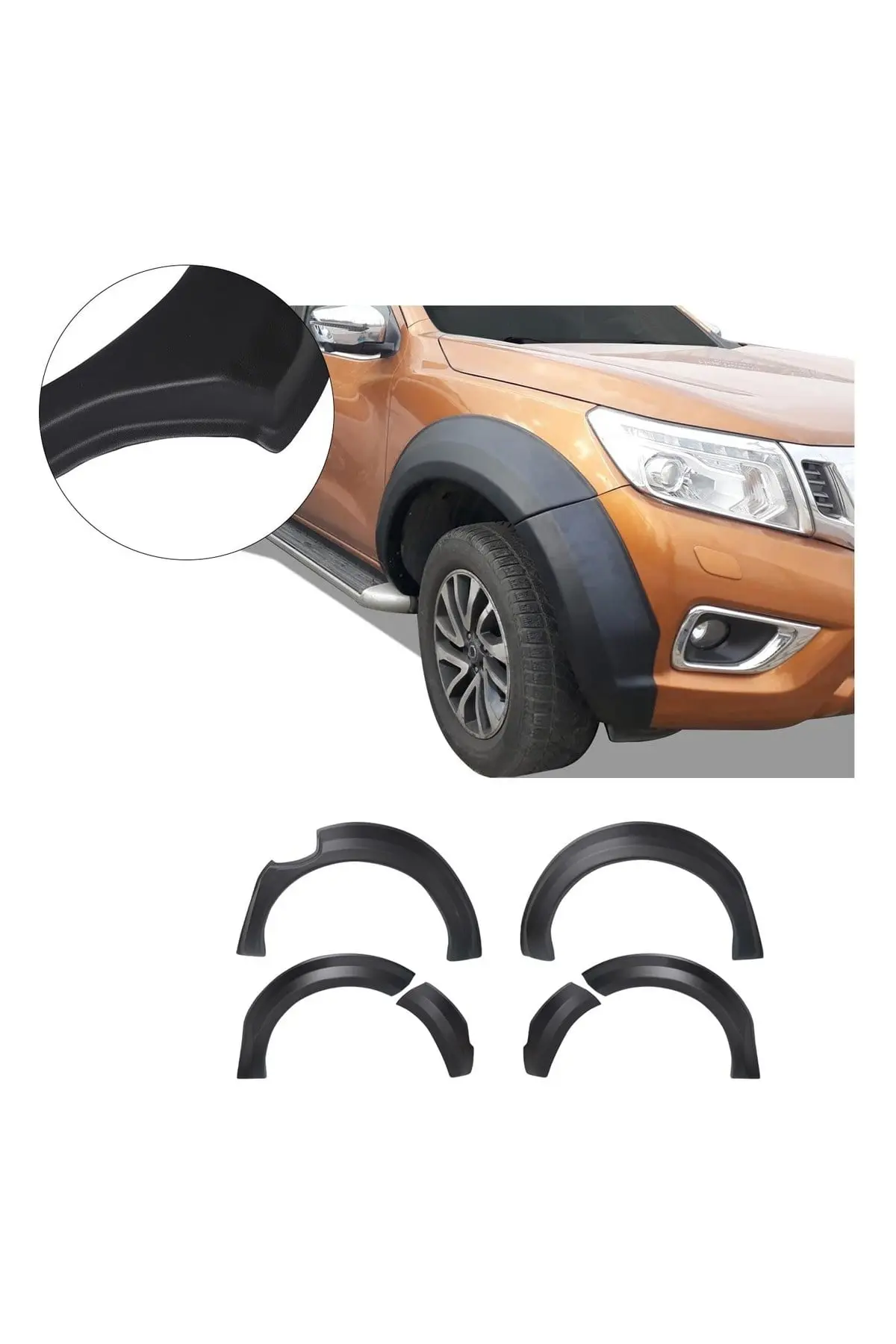 Nissan Navara 2015 ve Sonrası Uyumlu Çamurluk Dodik Seti 6 Parça ABS Mat Siyah (1)