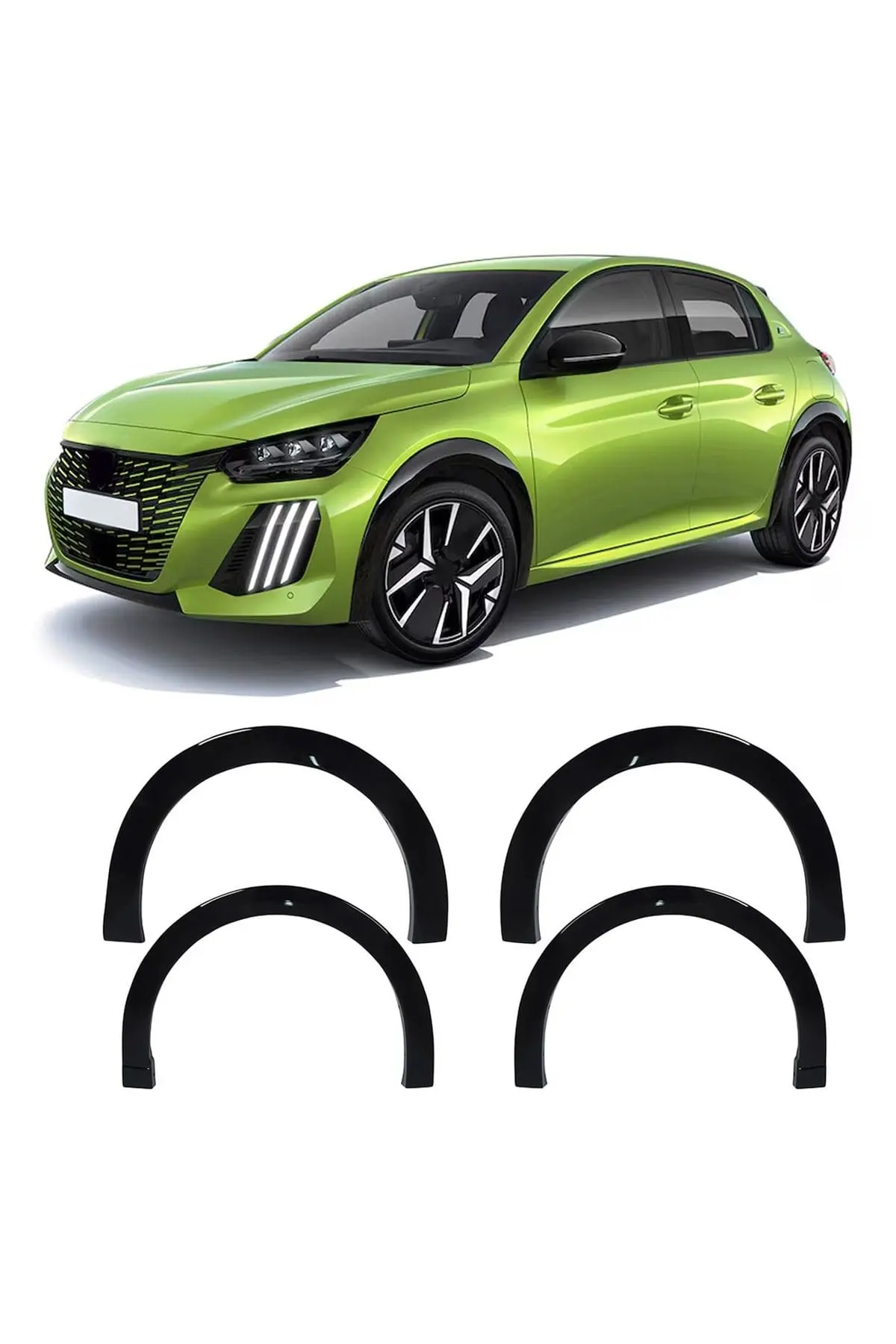 Peugeot 208 2019 ve Sonrası Uyumlu Çamurluk Dodik Seti 4 Parça ABS Siyah (1)