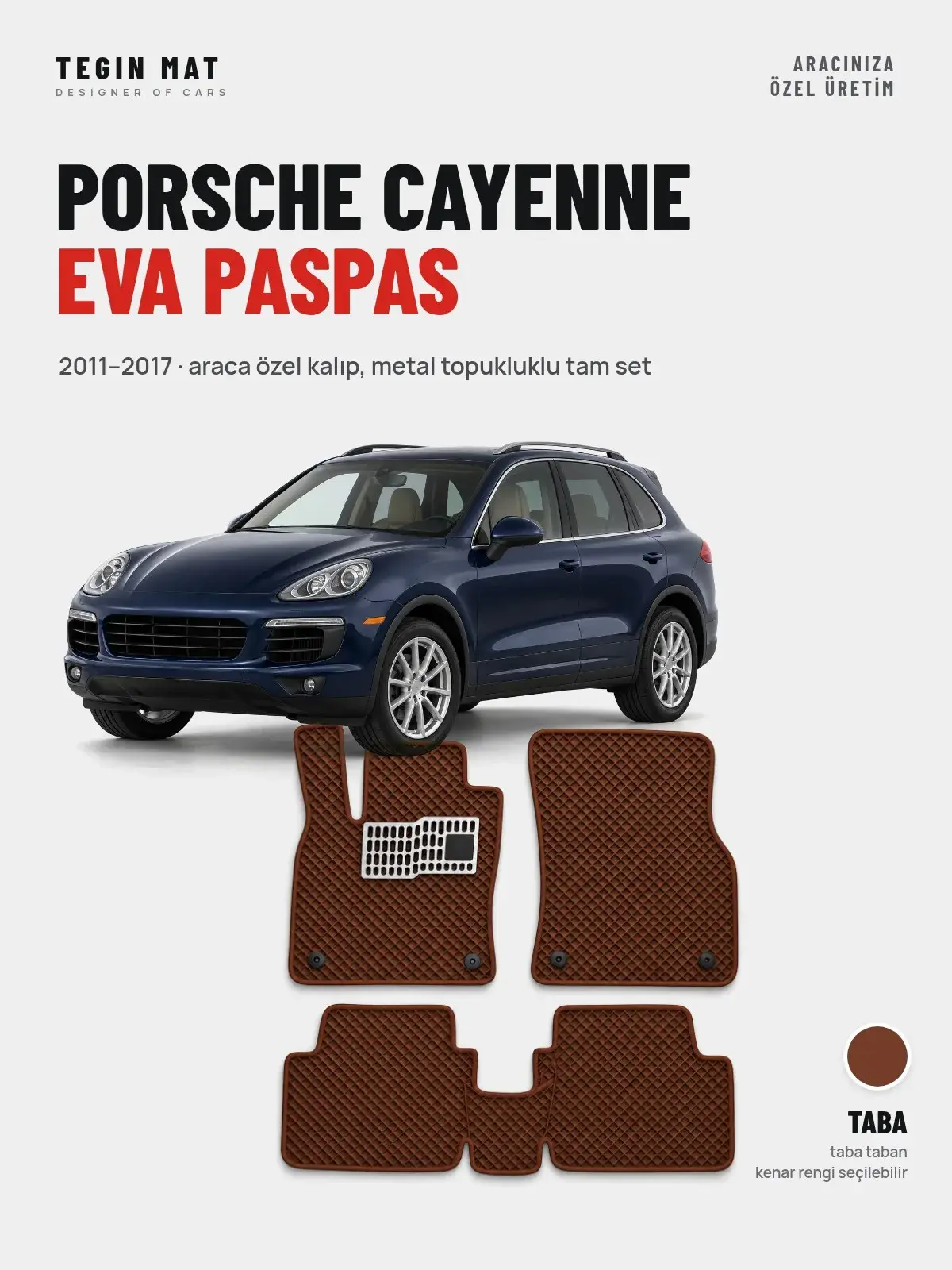 Porsche Cayenne EVA Oto Paspas Tam Set (2011–2017) Taba – Araca Özel Kalıp (1)
