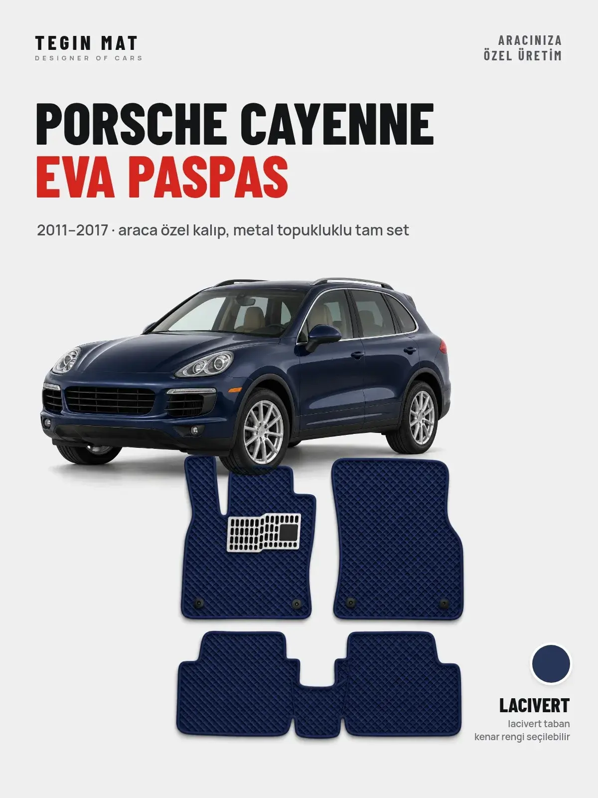 Porsche Cayenne EVA Oto Paspas Tam Set (2011–2017) Lacivert – Araca Özel Kalıp (1)