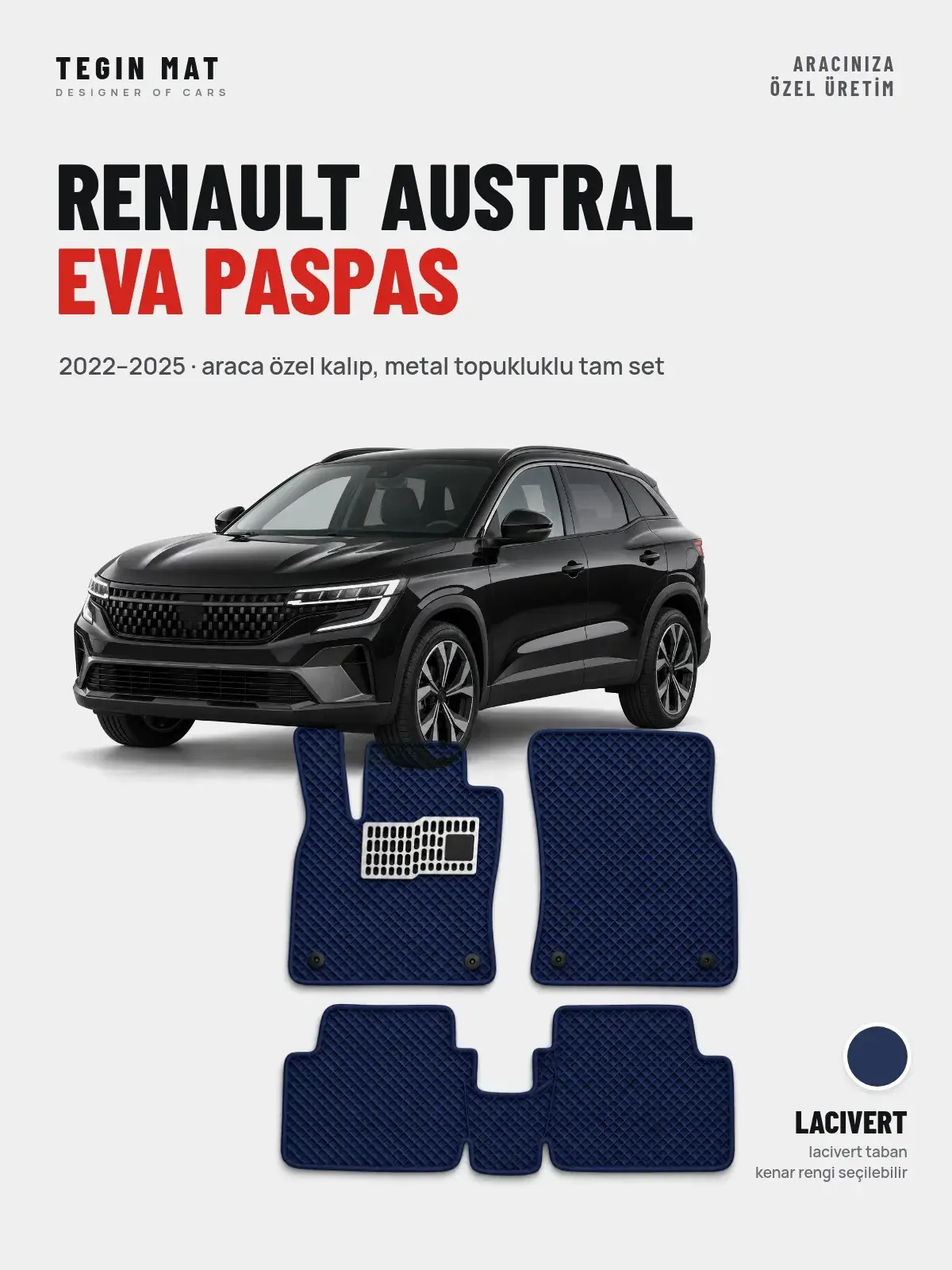 Renault Austral EVA Oto Paspas Tam Set (2022–2025) Lacivert – Araca Özel Kalıp (1)