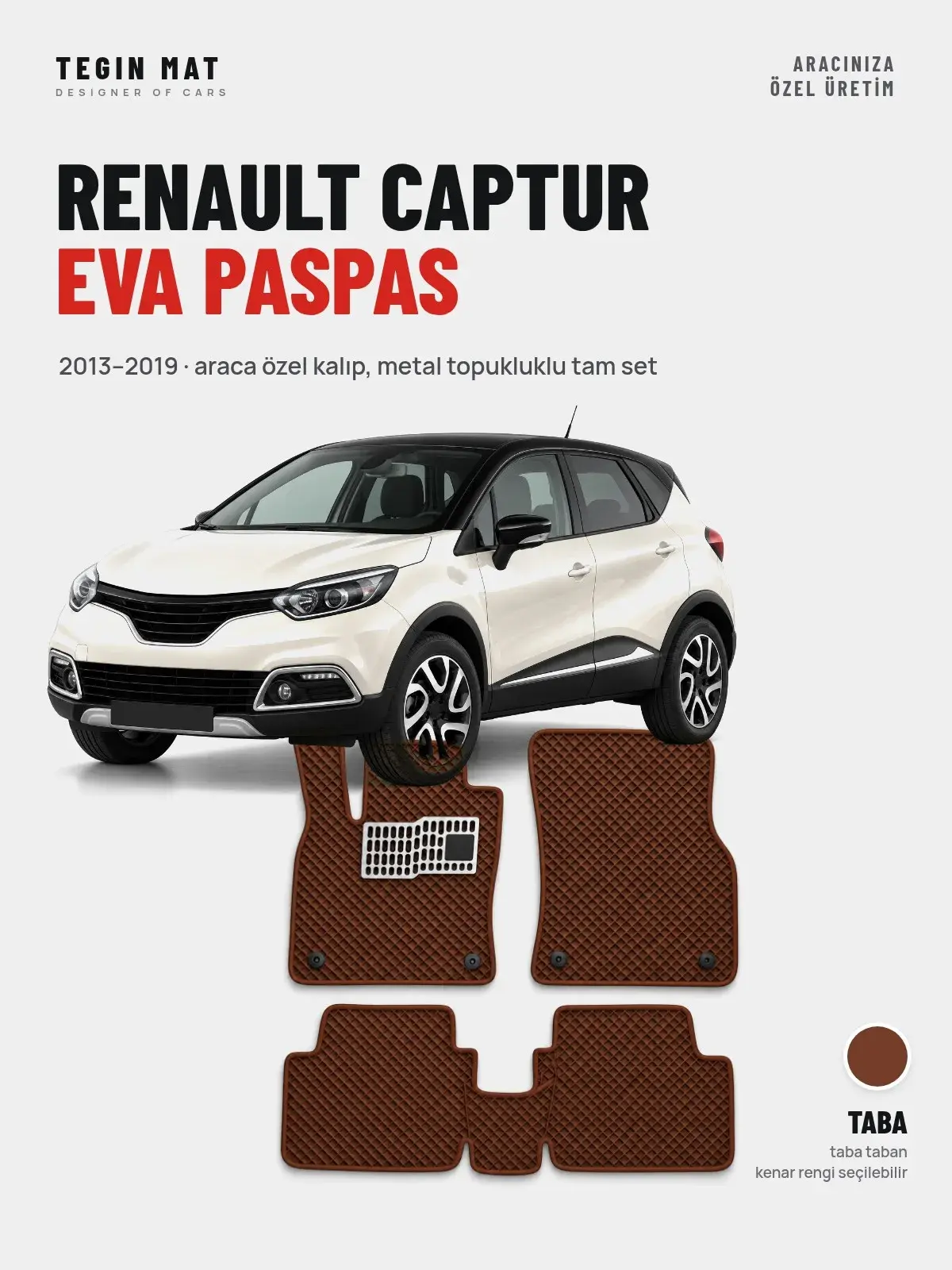 Renault Captur EVA Oto Paspas Tam Set (2013–2019) Taba – Araca Özel Kalıp (1)