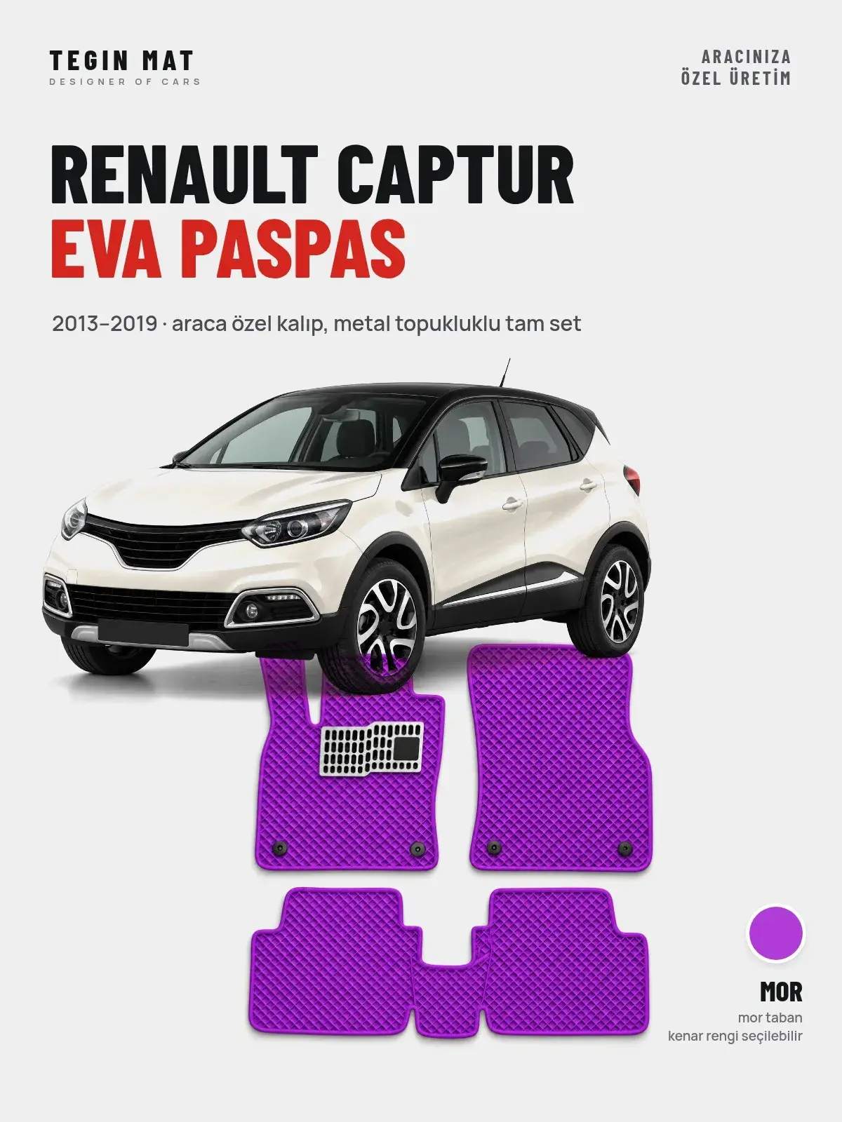 Renault Captur EVA Oto Paspas Tam Set (2013–2019) Mor – Araca Özel Kalıp (1)