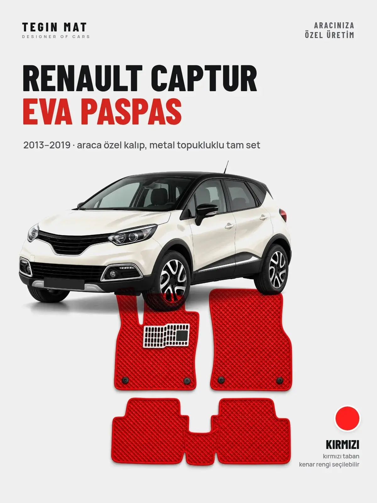 Renault Captur EVA Oto Paspas Tam Set (2013–2019) Kırmızı – Araca Özel Kalıp (1)