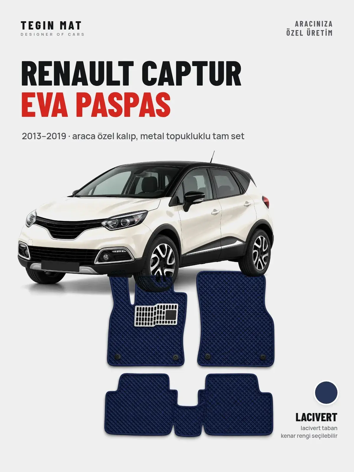 Renault Captur EVA Oto Paspas Tam Set (2013–2019) Lacivert – Araca Özel Kalıp (1)