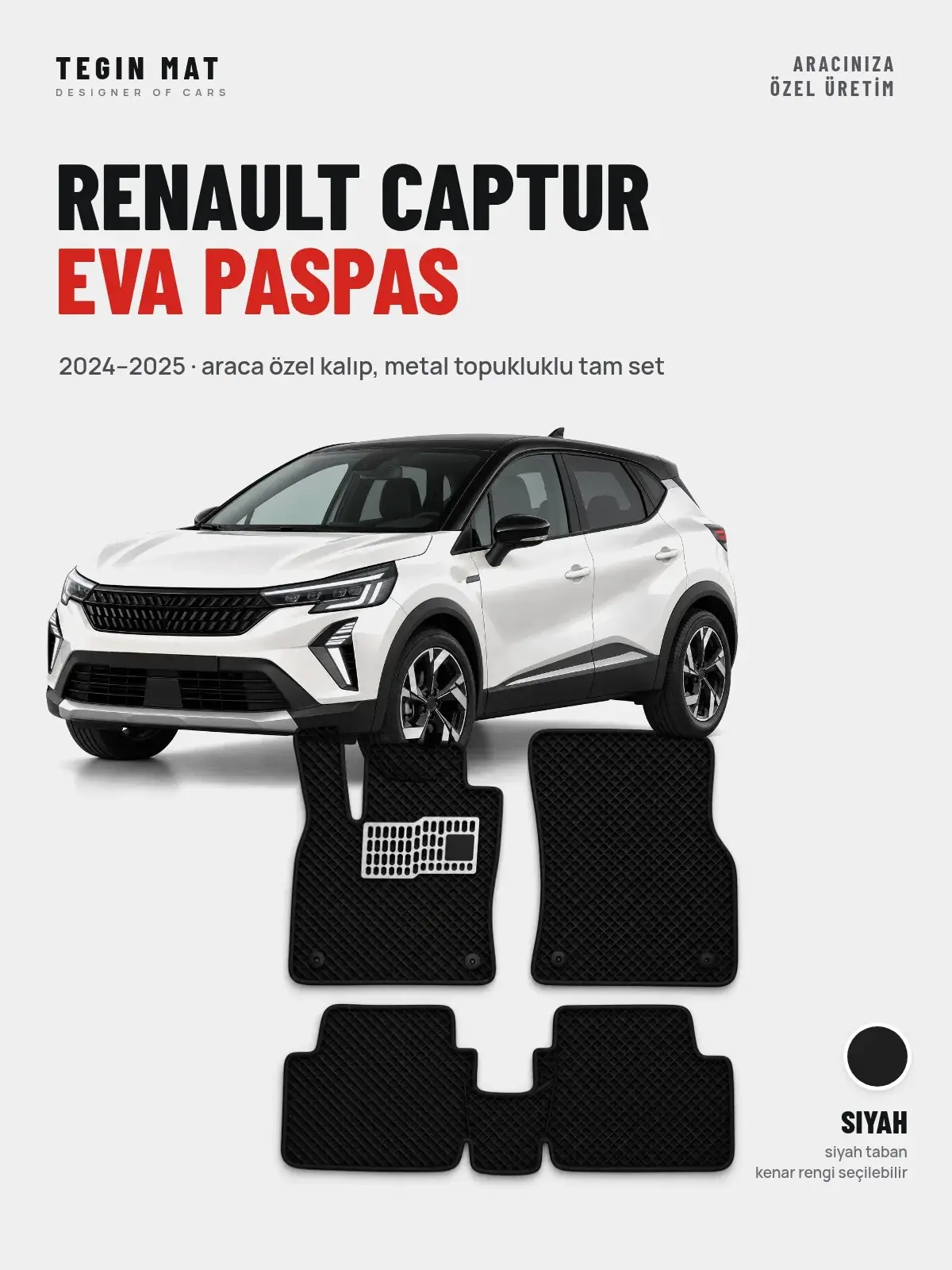 Renault Captur EVA Oto Paspas Tam Set (2024–2025) Siyah – Araca Özel Kalıp (1)
