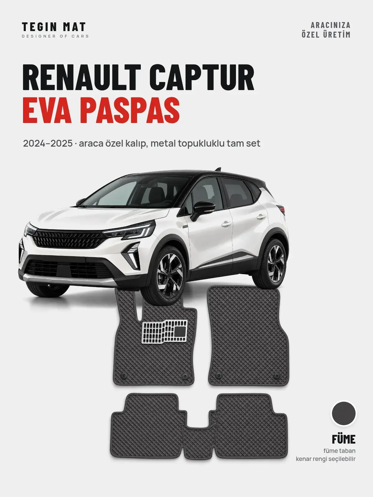 Renault Captur EVA Oto Paspas Tam Set (2024–2025) Füme – Araca Özel Kalıp (1)