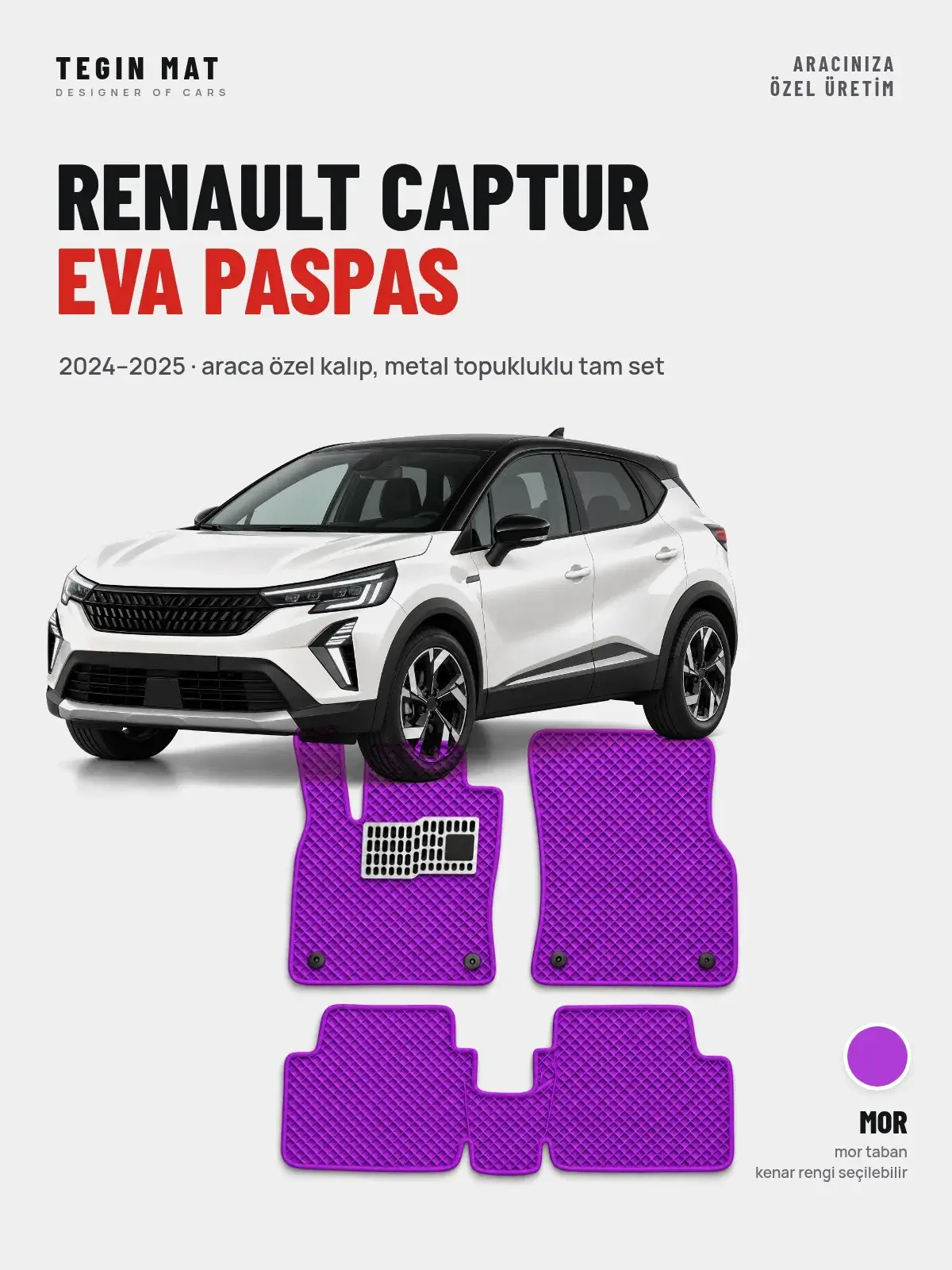 Renault Captur EVA Oto Paspas Tam Set (2024–2025) Mor – Araca Özel Kalıp (1)