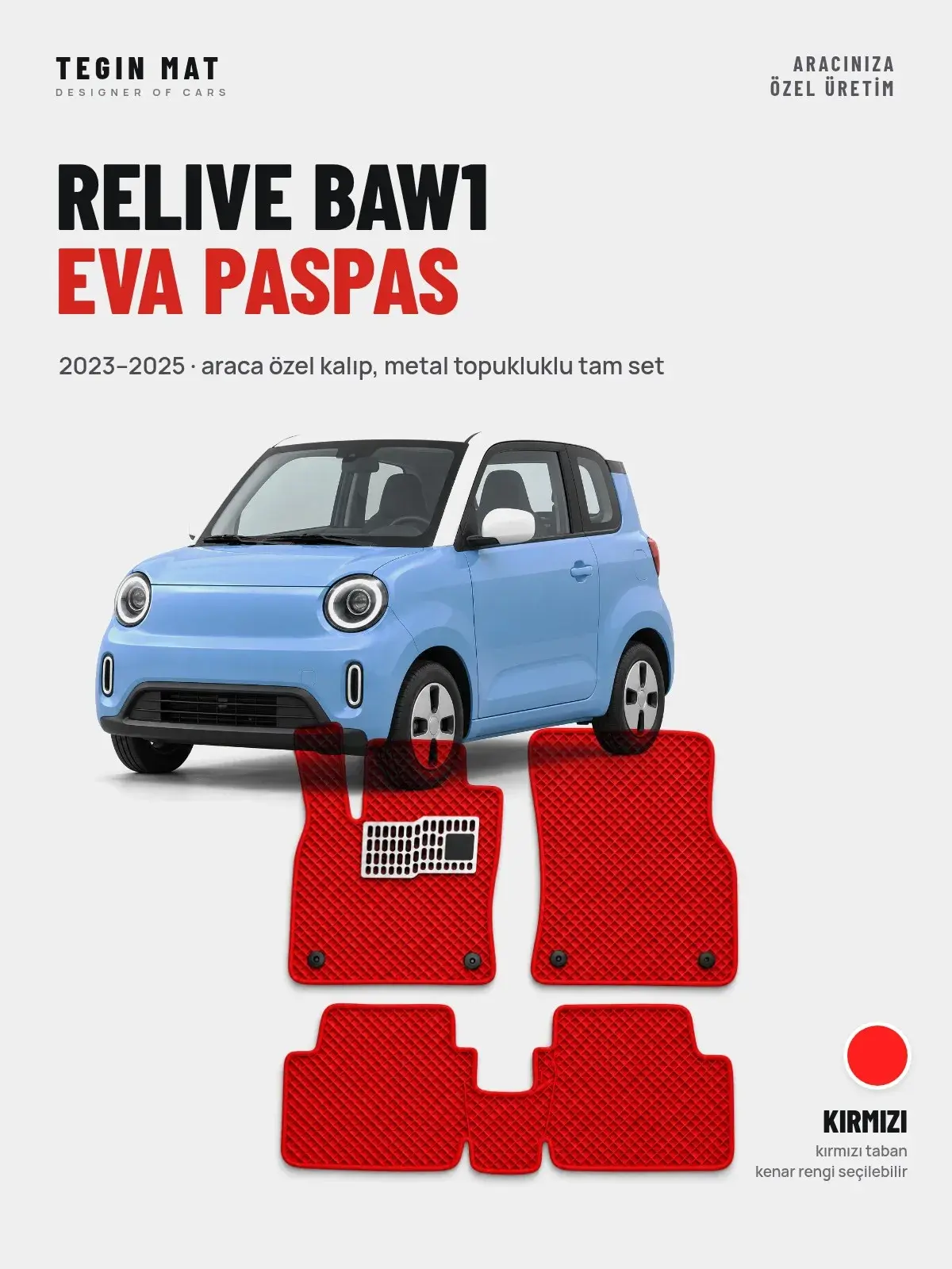 Relive BAW1 EVA Oto Paspas Tam Set (2023–2025) Kırmızı – Araca Özel Kalıp (1)