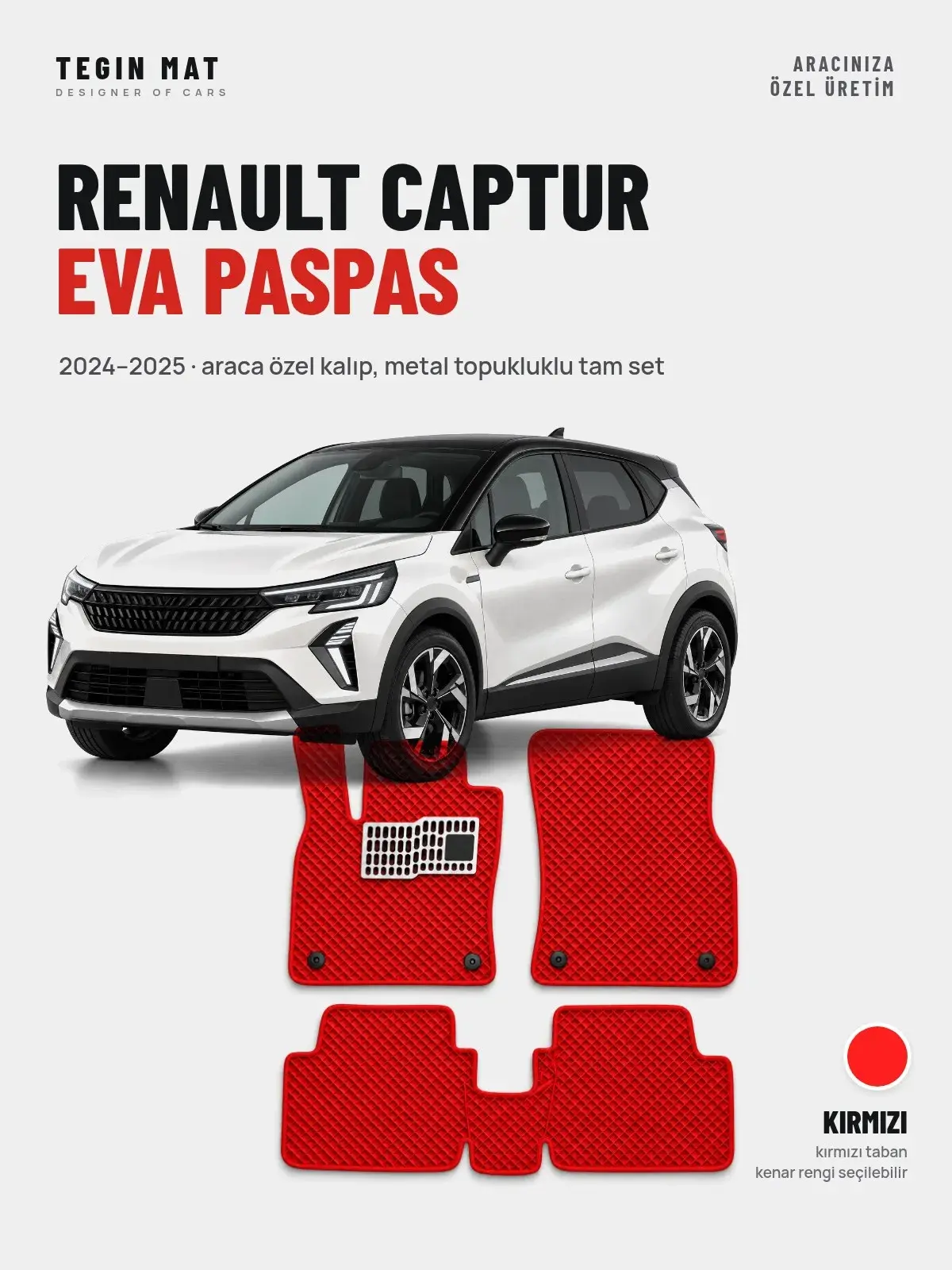 Renault Captur EVA Oto Paspas Tam Set (2024–2025) Kırmızı – Araca Özel Kalıp (1)