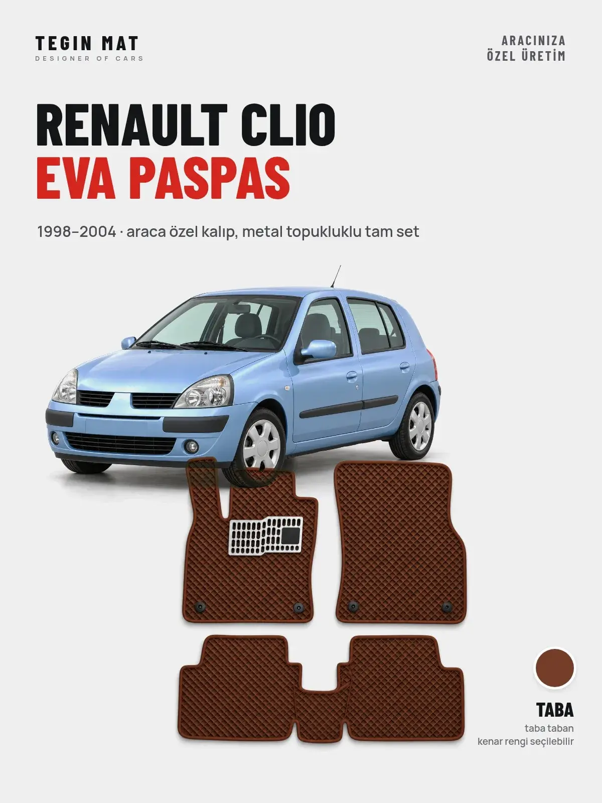Renault Clio EVA Oto Paspas Tam Set (1998–2004) Taba – Araca Özel Kalıp (1)