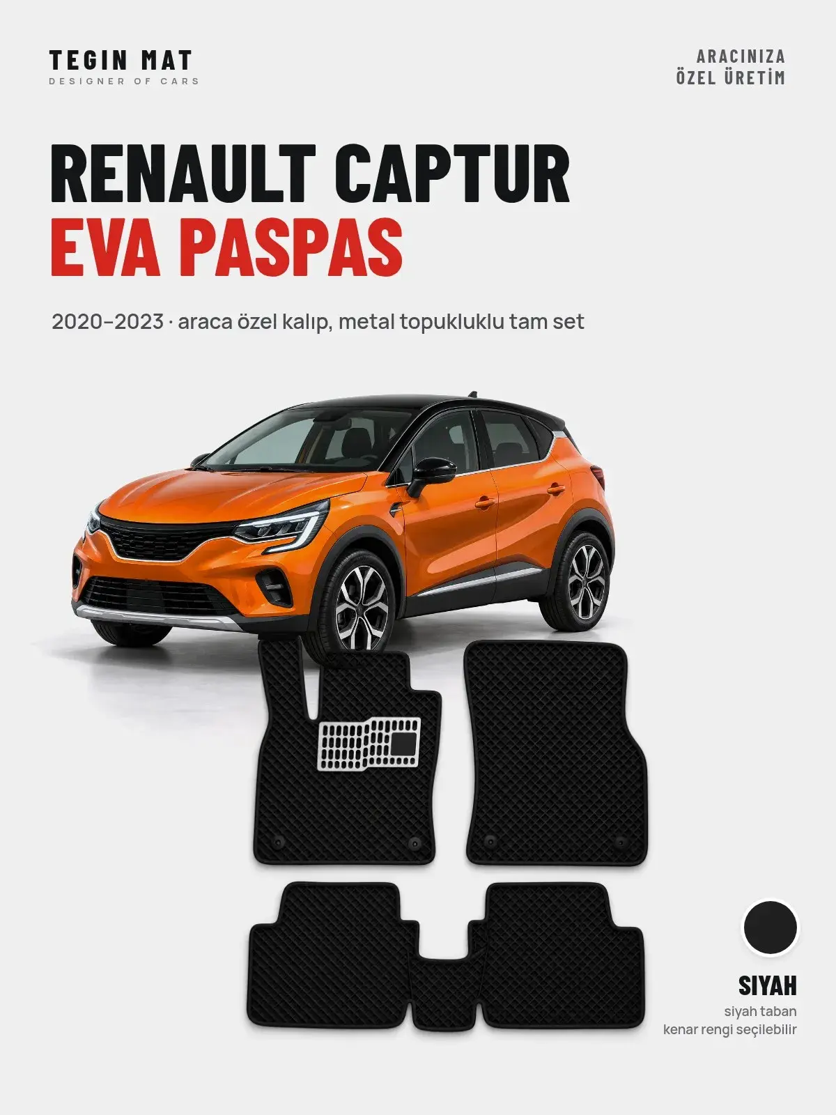 Renault Captur EVA Oto Paspas Tam Set (2020–2023) Siyah – Araca Özel Kalıp (1)