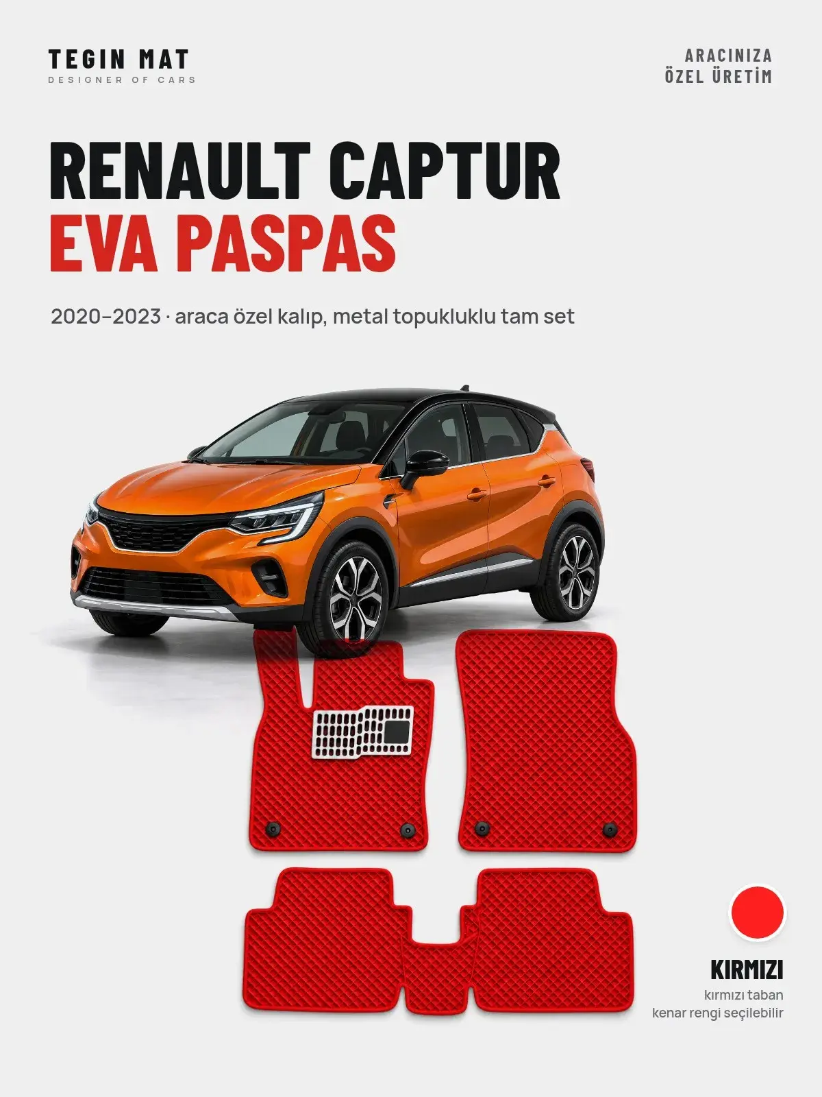 Renault Captur EVA Oto Paspas Tam Set (2020–2023) Kırmızı – Araca Özel Kalıp (1)